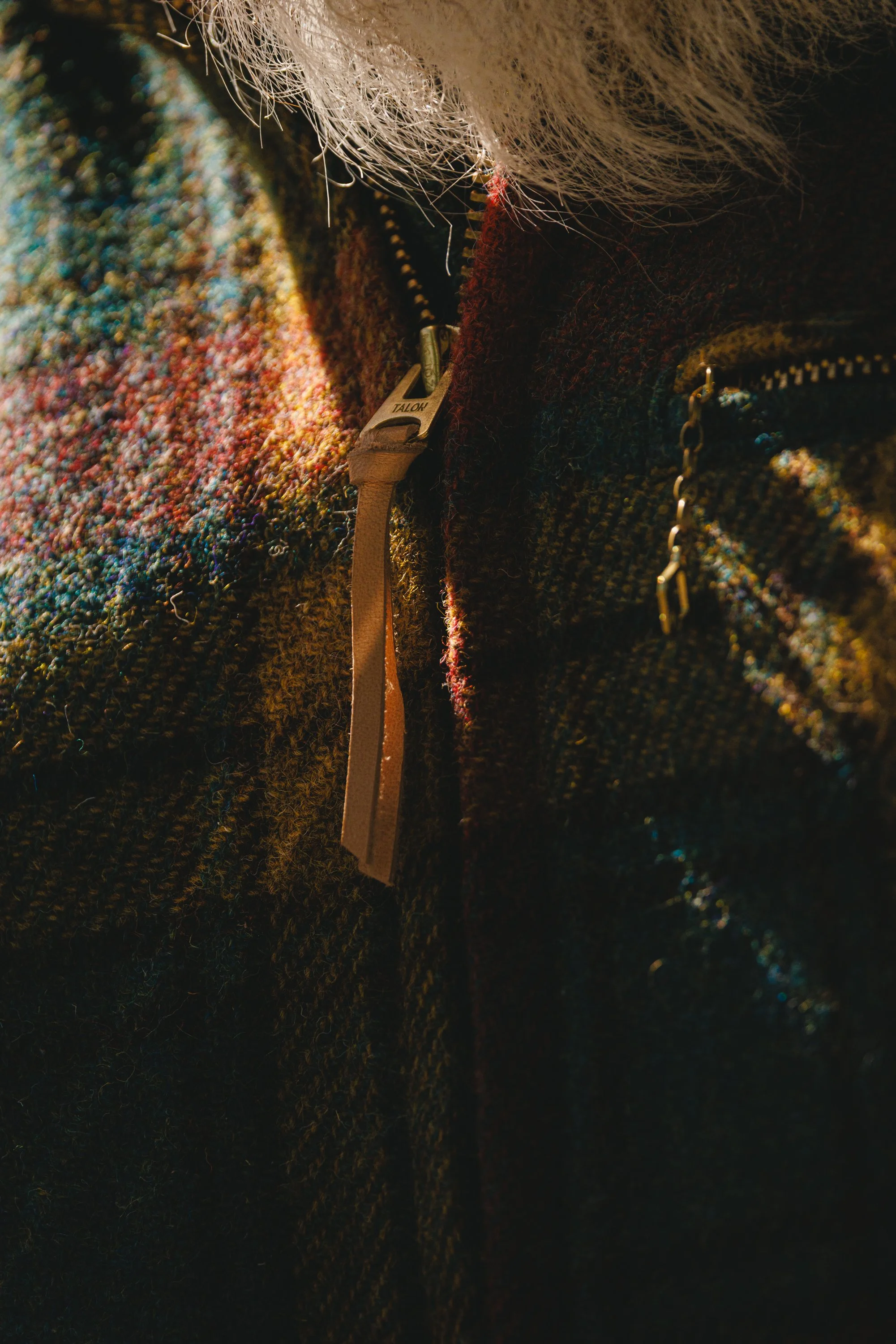 Black Bear Brand MOSS FIRE Harris Tweed Tartan ZIP Coat
