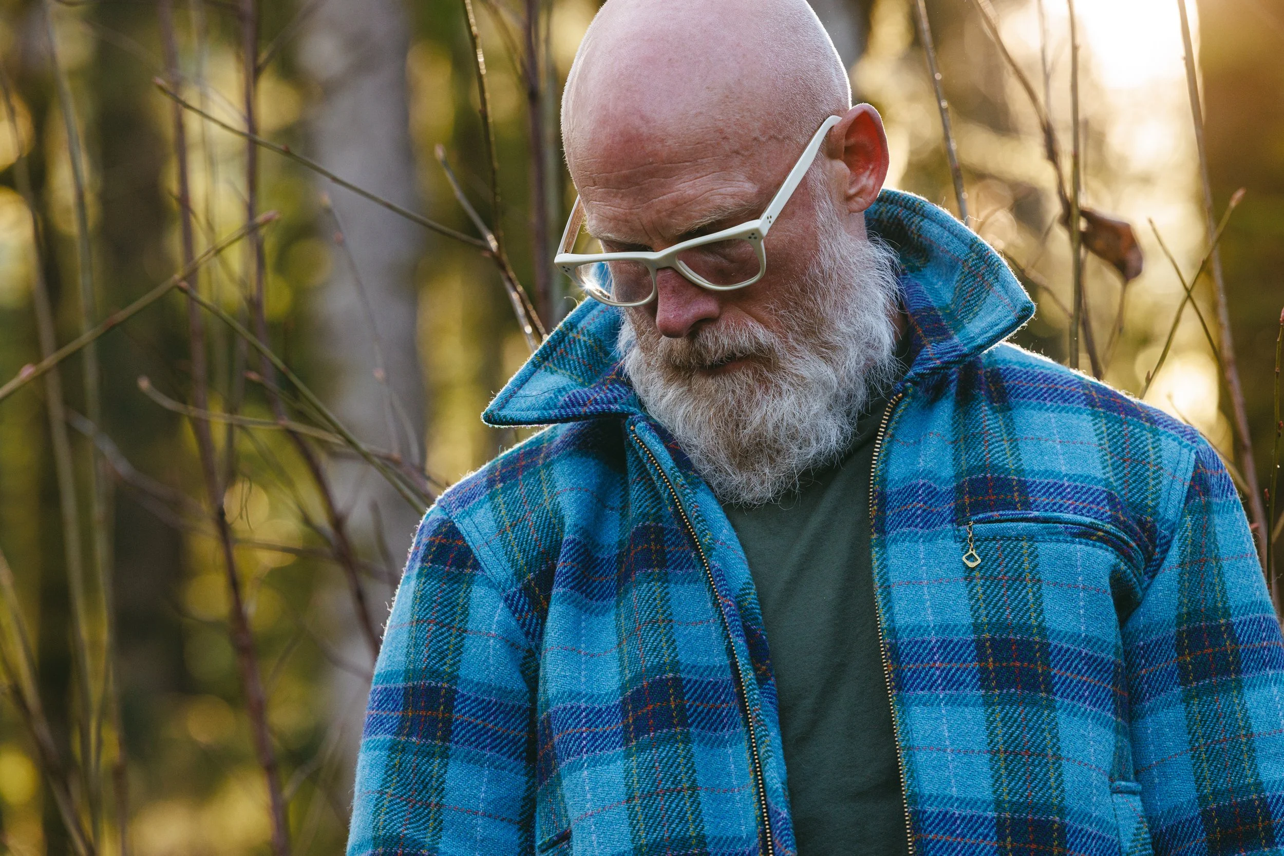 Black Bear Brand SKY BLUE Harris Tweed Tartan ZIP Coat (hand woven Harris Tweed)