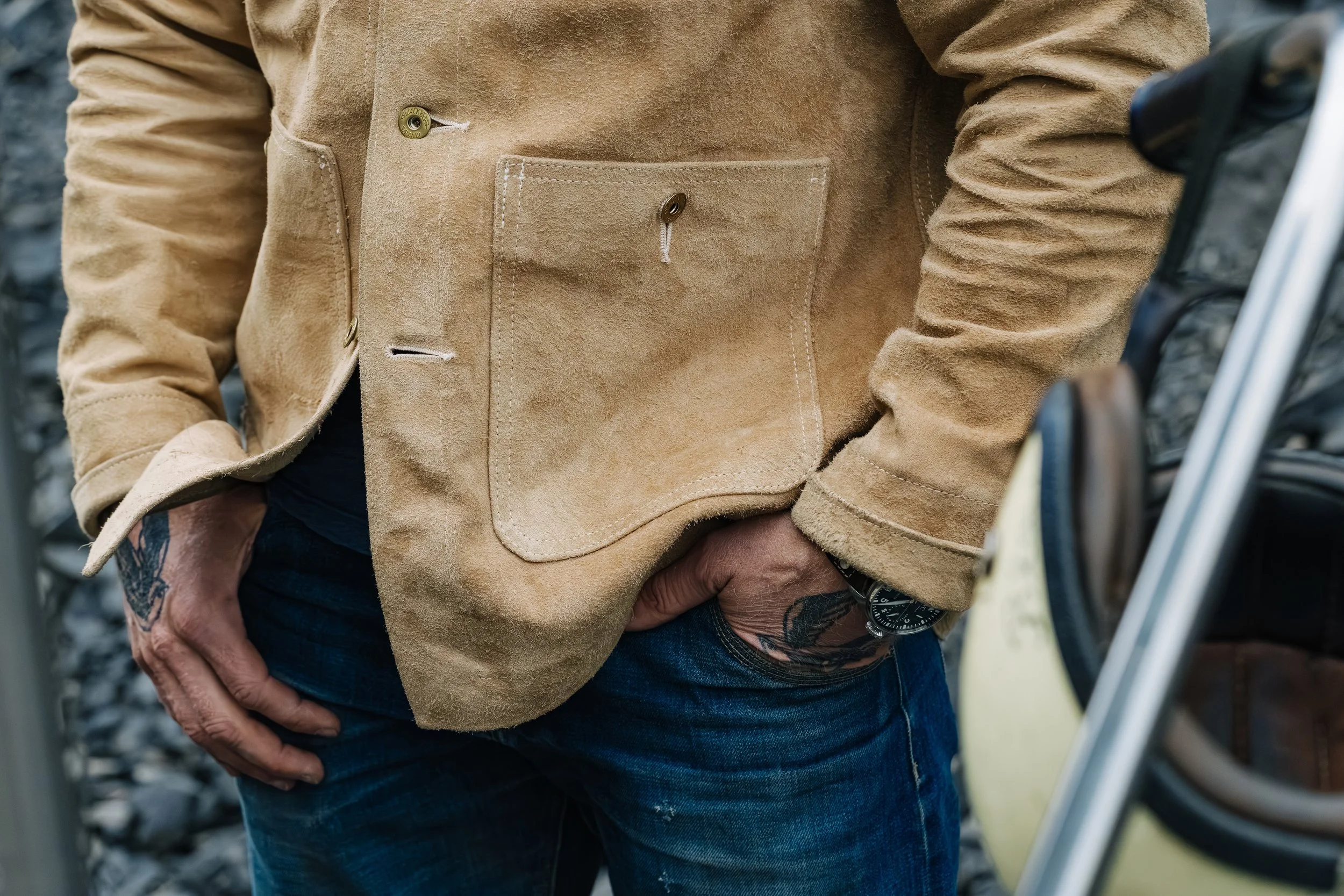 Black Bear Brand - Aged IVORY ROUGH-OUT Chore Coat (his & hers chore coat collection)