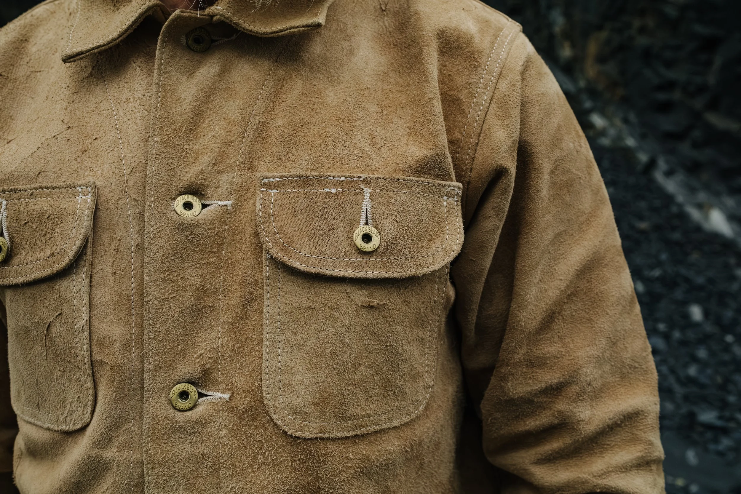 Black Bear Brand - Aged IVORY ROUGH-OUT Chore Coat (his & hers chore coat collection)