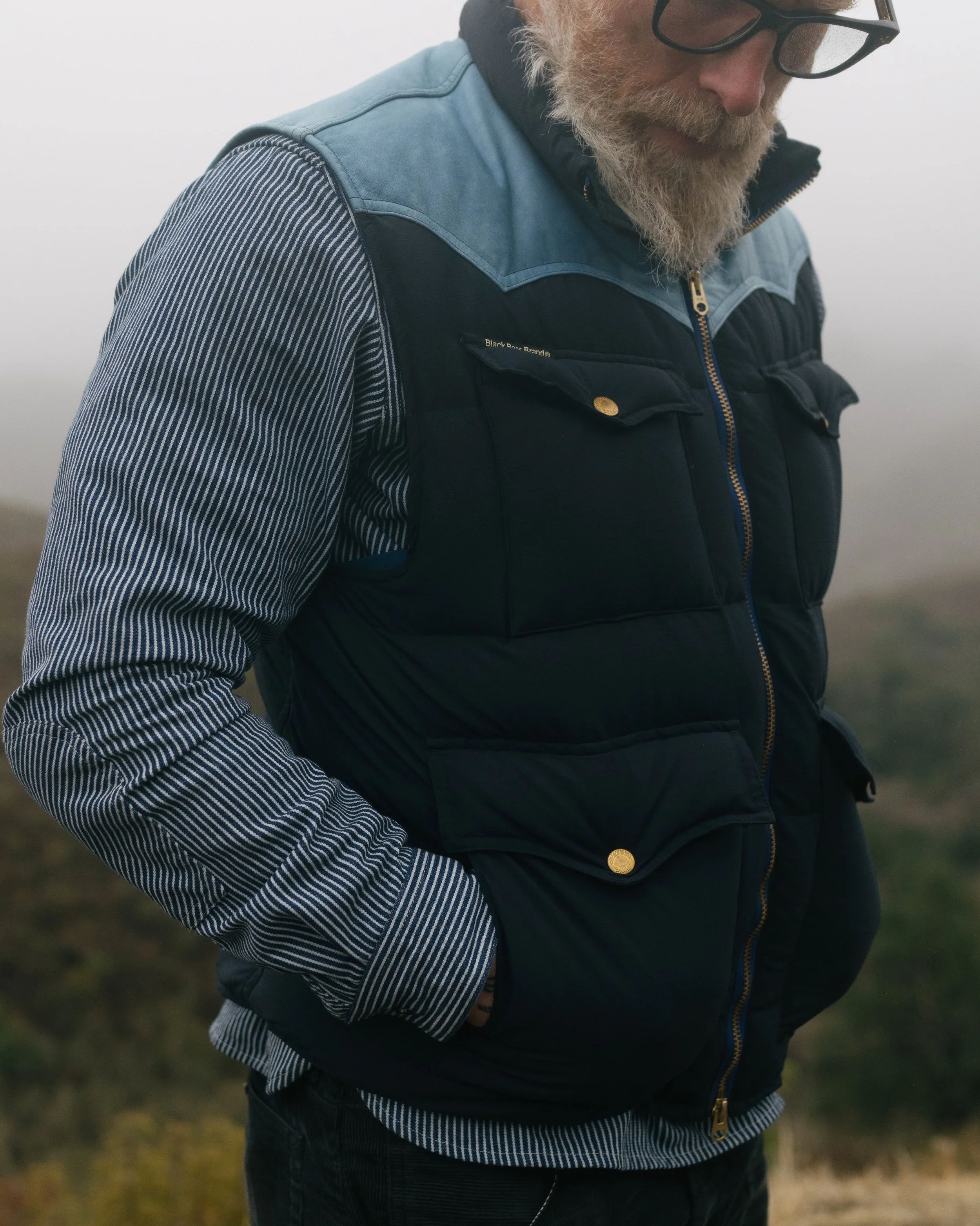 Black Bear Brand ~ (LONG SLEEVE) Hickory Stripe Zip Up POP OVER