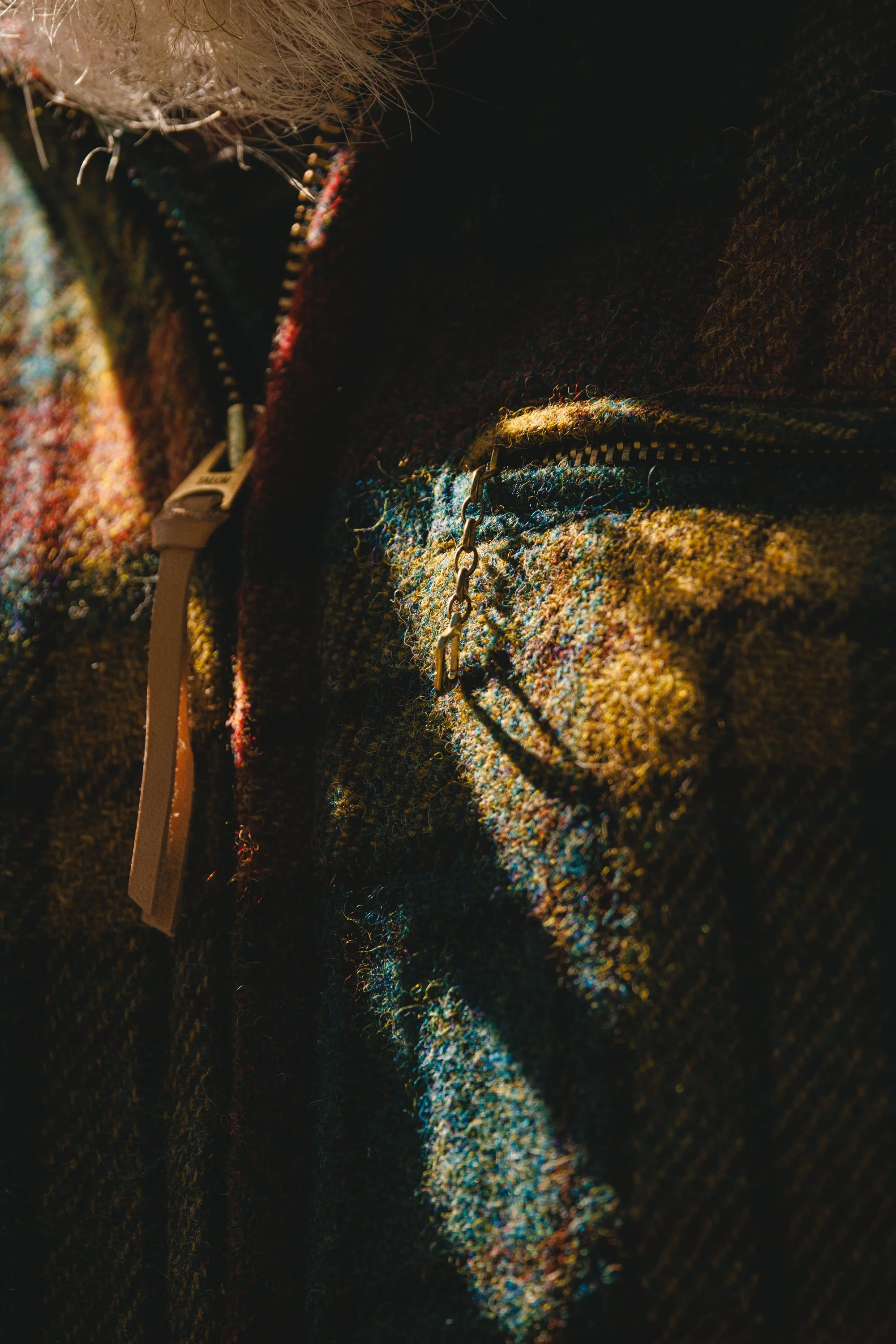 Black Bear Brand MOSS FIRE Harris Tweed Tartan ZIP Coat