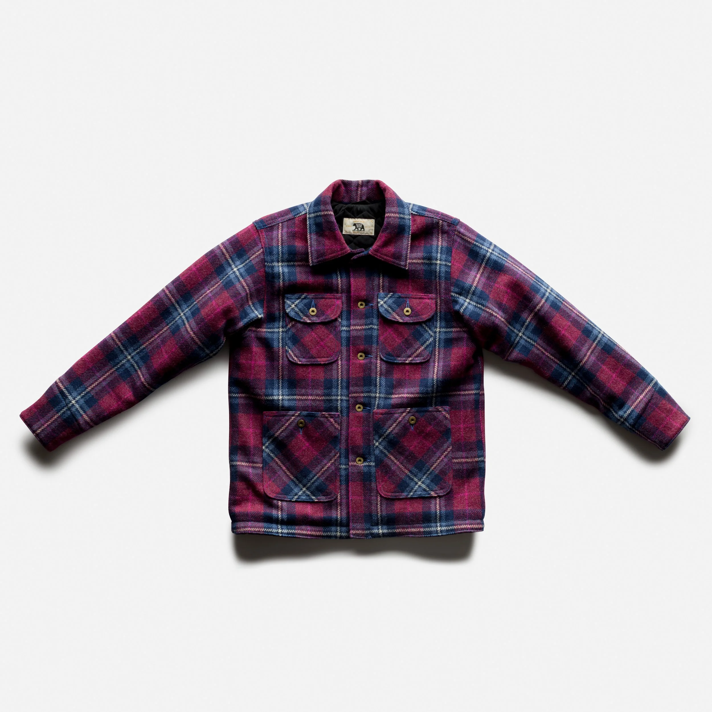 Black Bear Brand ULTIMATE WOOL Chore Coat - WILDFLOWER Harris Tweed studio photo