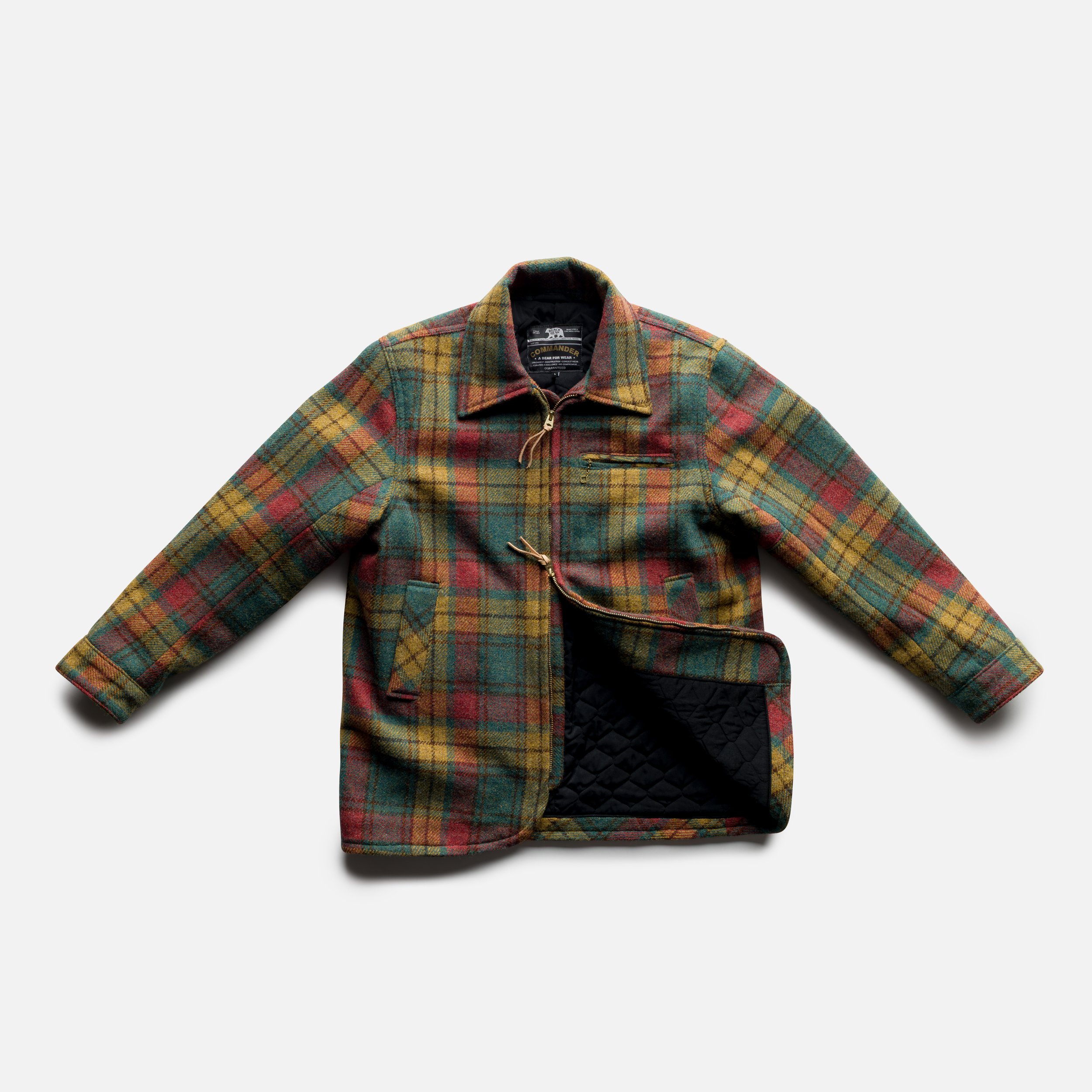 Black Bear Brand MOSS FIRE Harris Tweed Tartan ZIP Coat