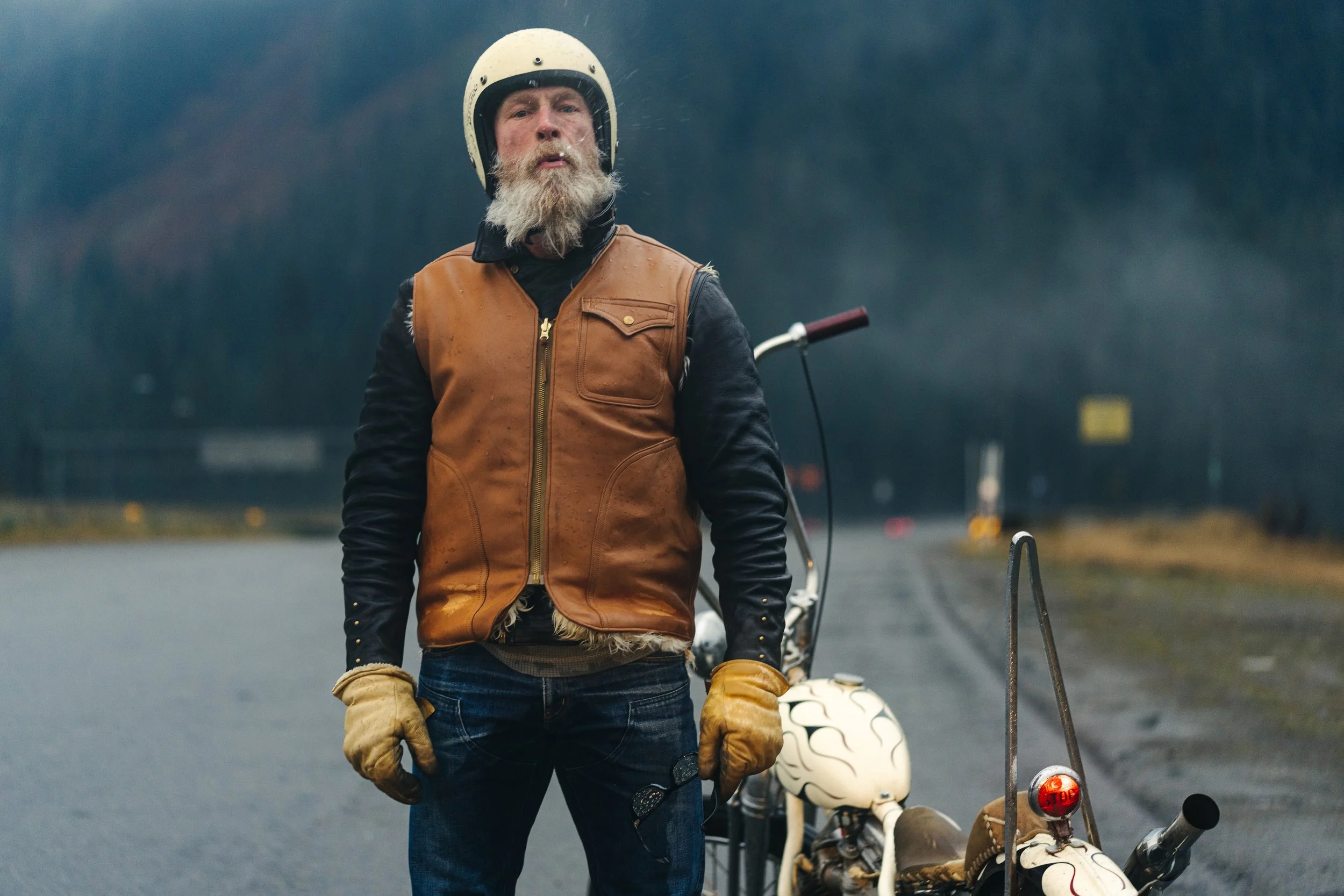Northern Dream vest and Leathertogs jacket cascade rain ride5.jpg