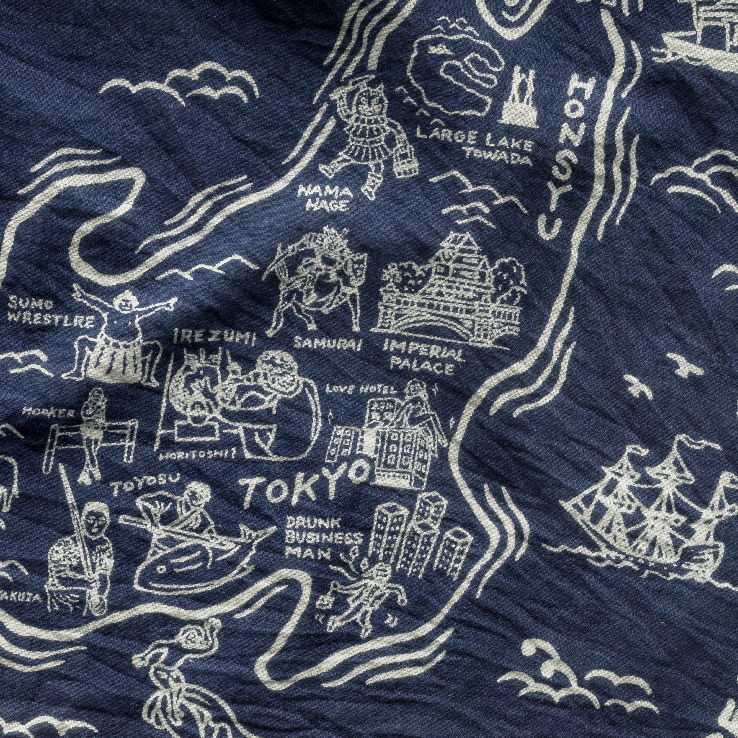 the Black Bear Brand My Japan (indigo) - Print Cotton Bandana