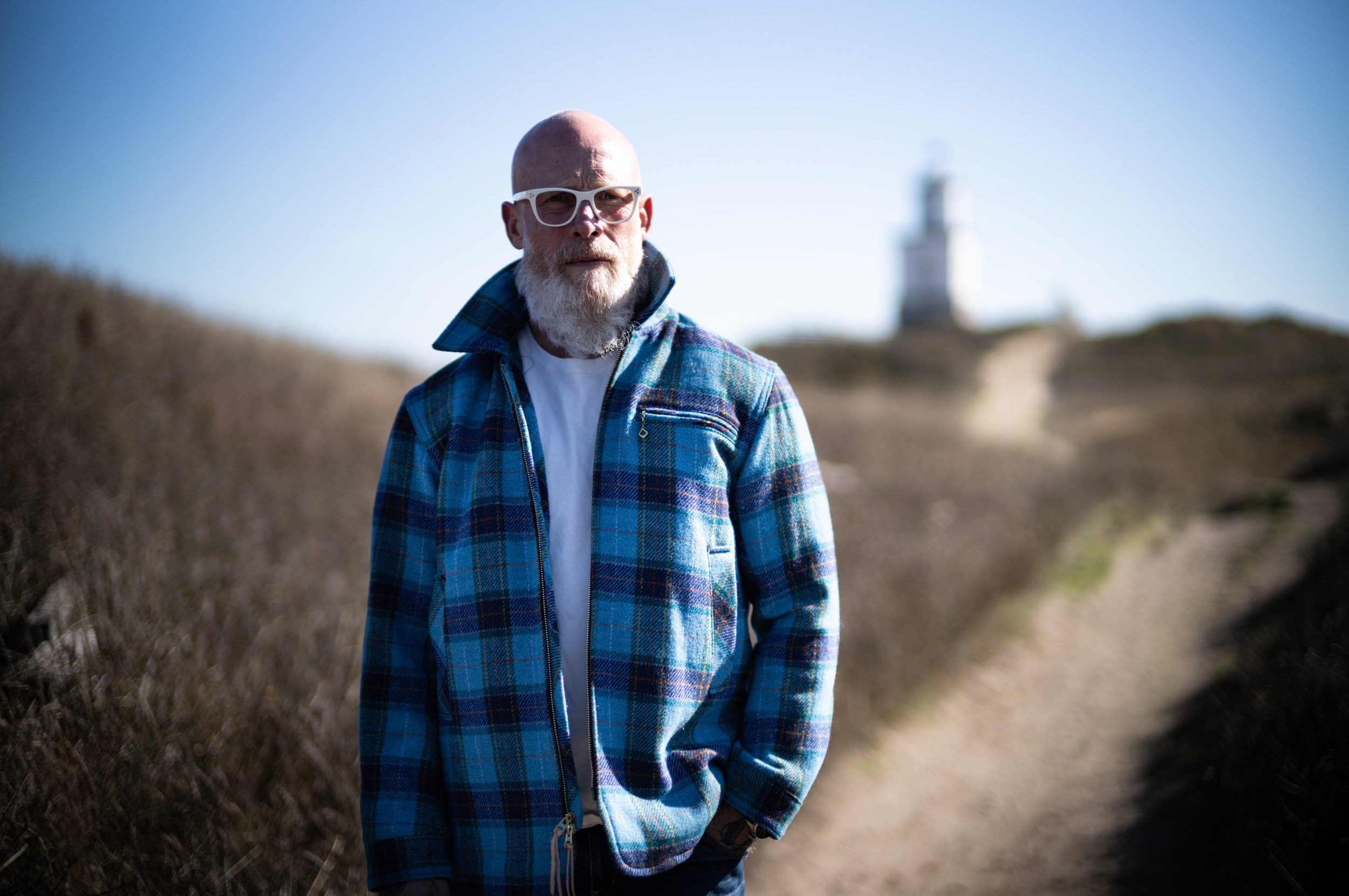 Harris Tweed SKY BLUE Tartan WOOL Zip Coat