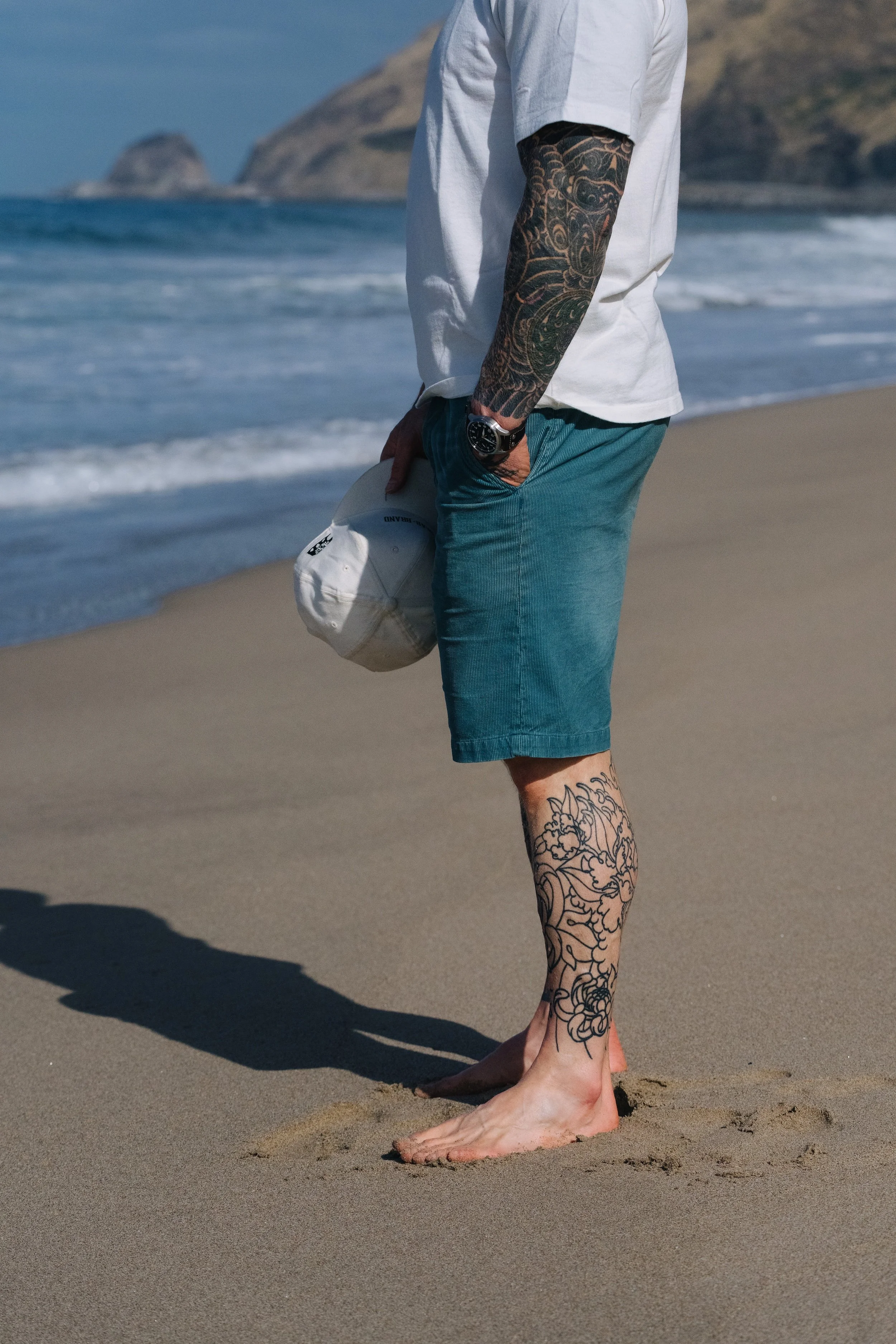 Josh's Distressed Black Bear Brand Corduroy Short