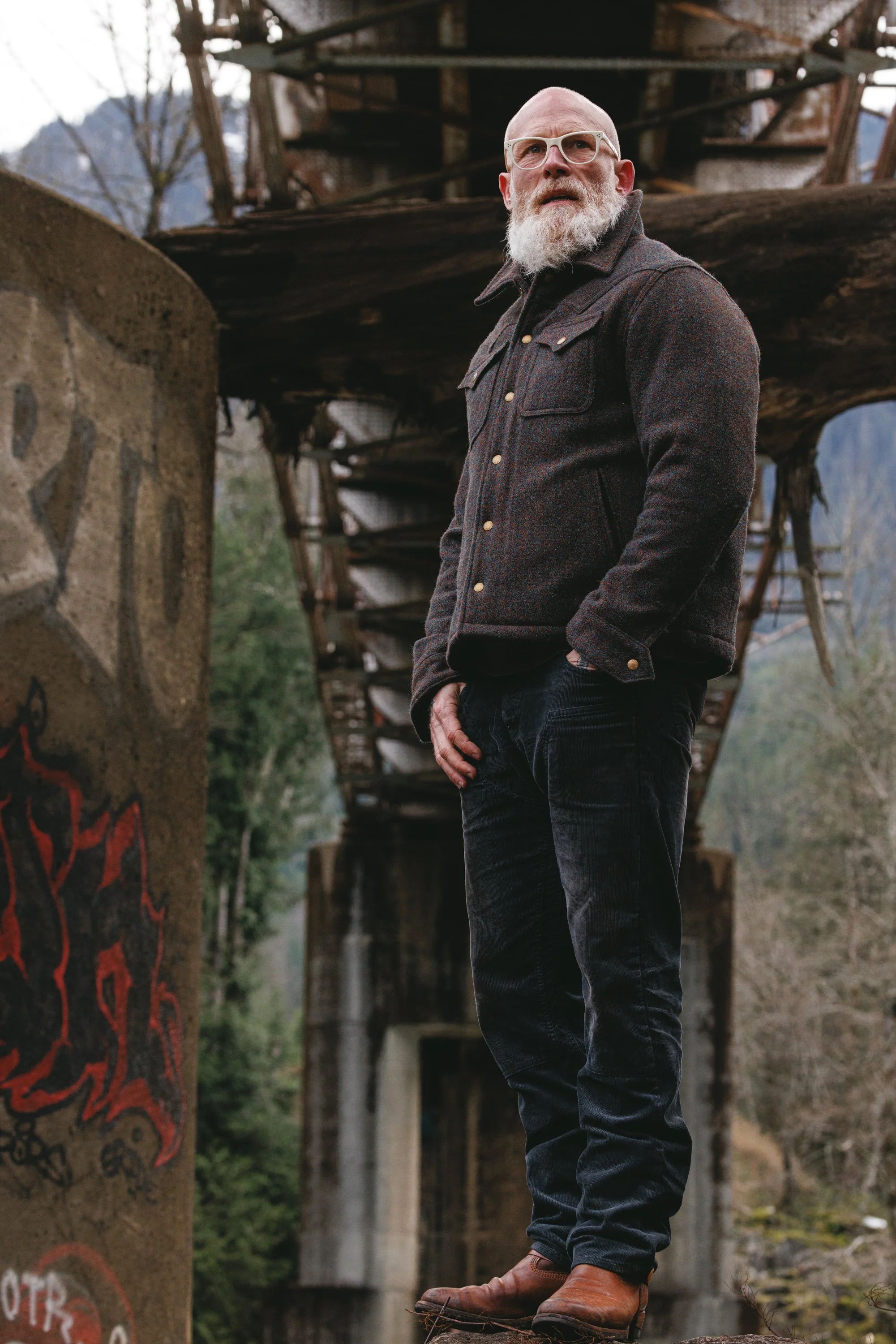 Black Bear Brand - Harris Tweed STONEWALL Western Wool Coat