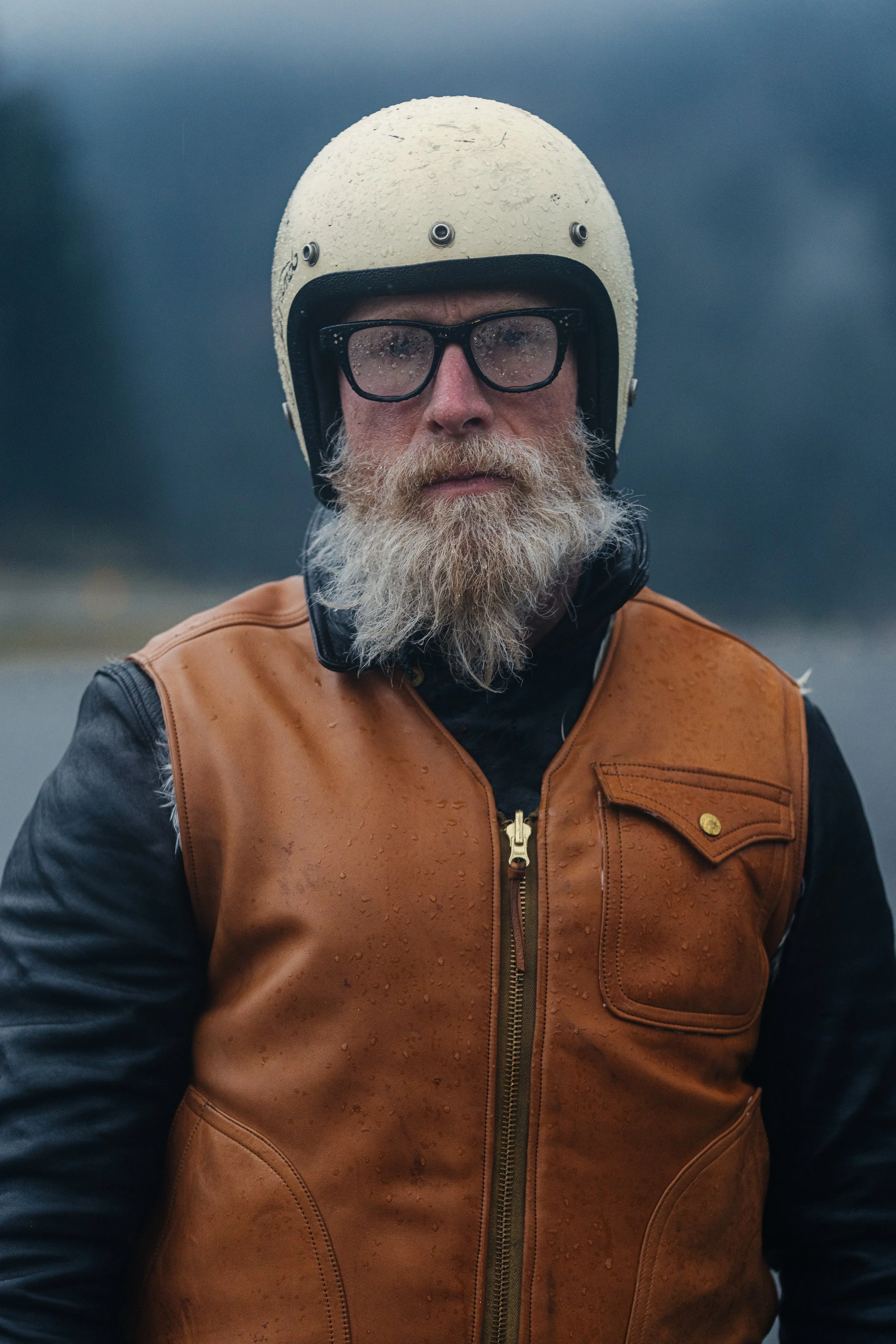 Northern Dream vest and Leathertogs jacket cascade rain ride2.jpg