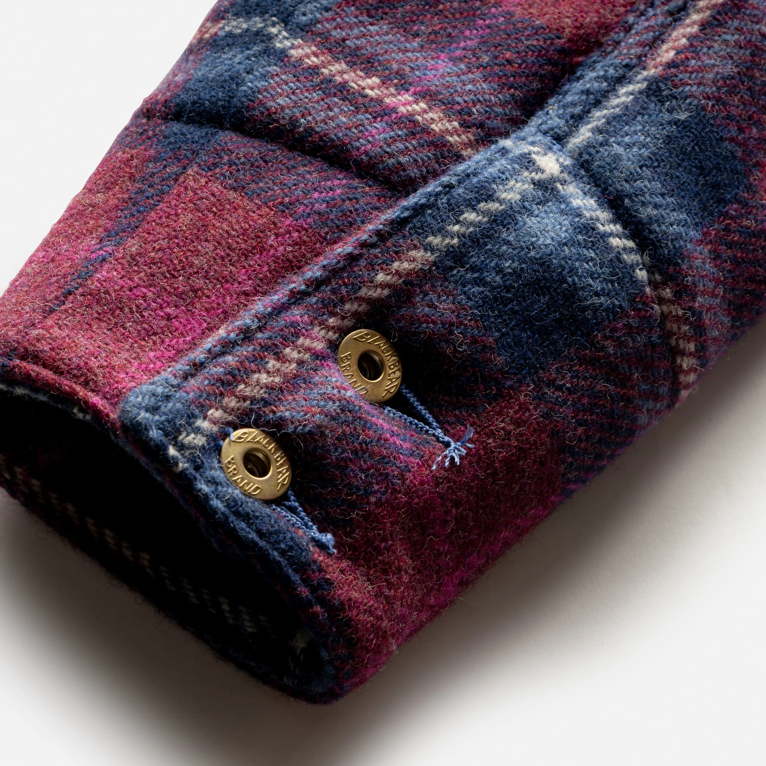 Black Bear Brand ULTIMATE WOOL Chore Coat - WILDFLOWER Harris Tweed close up of the cuff and buttons