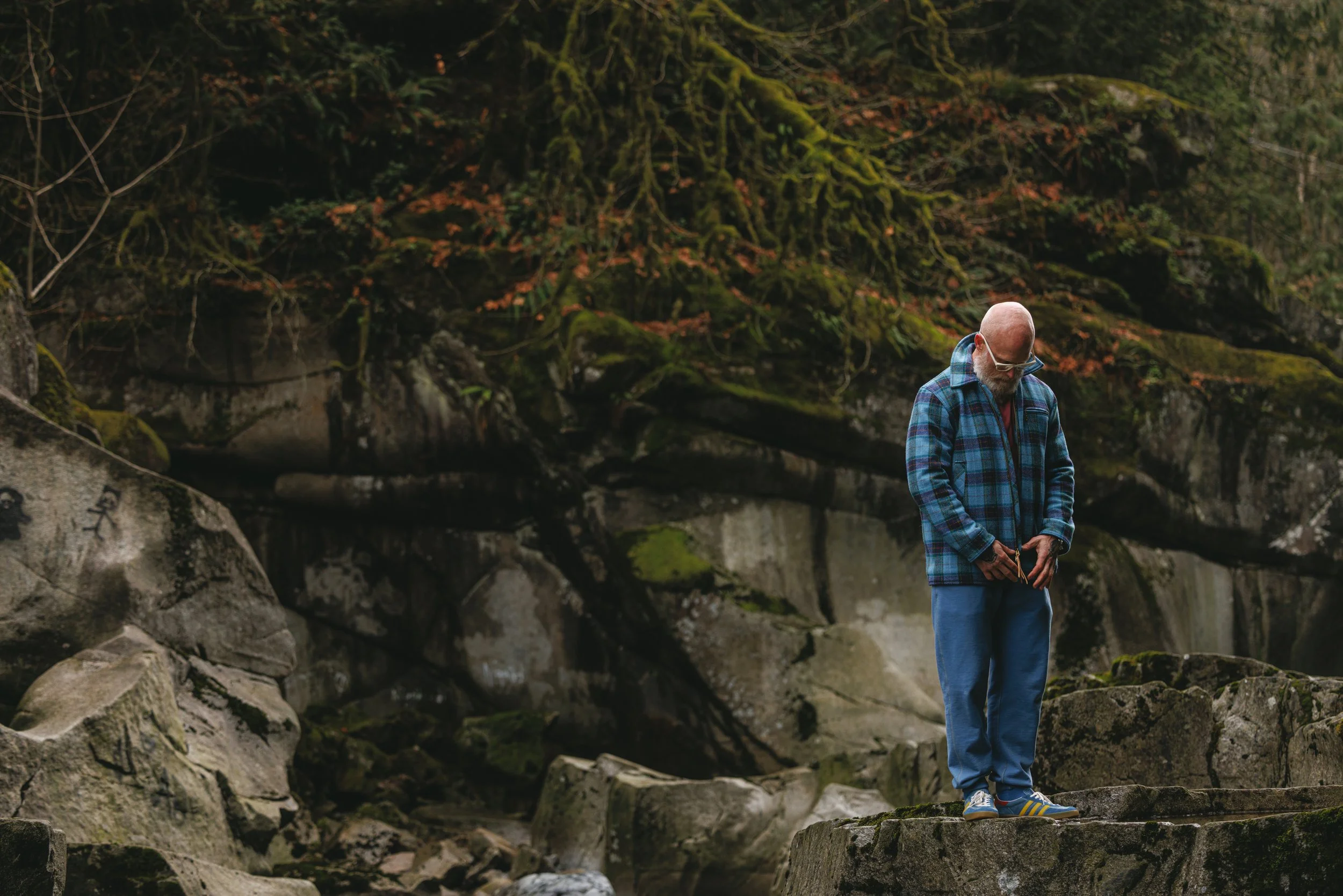 Black Bear Brand SKY BLUE Harris Tweed Tartan ZIP Coat (hand woven Harris Tweed)