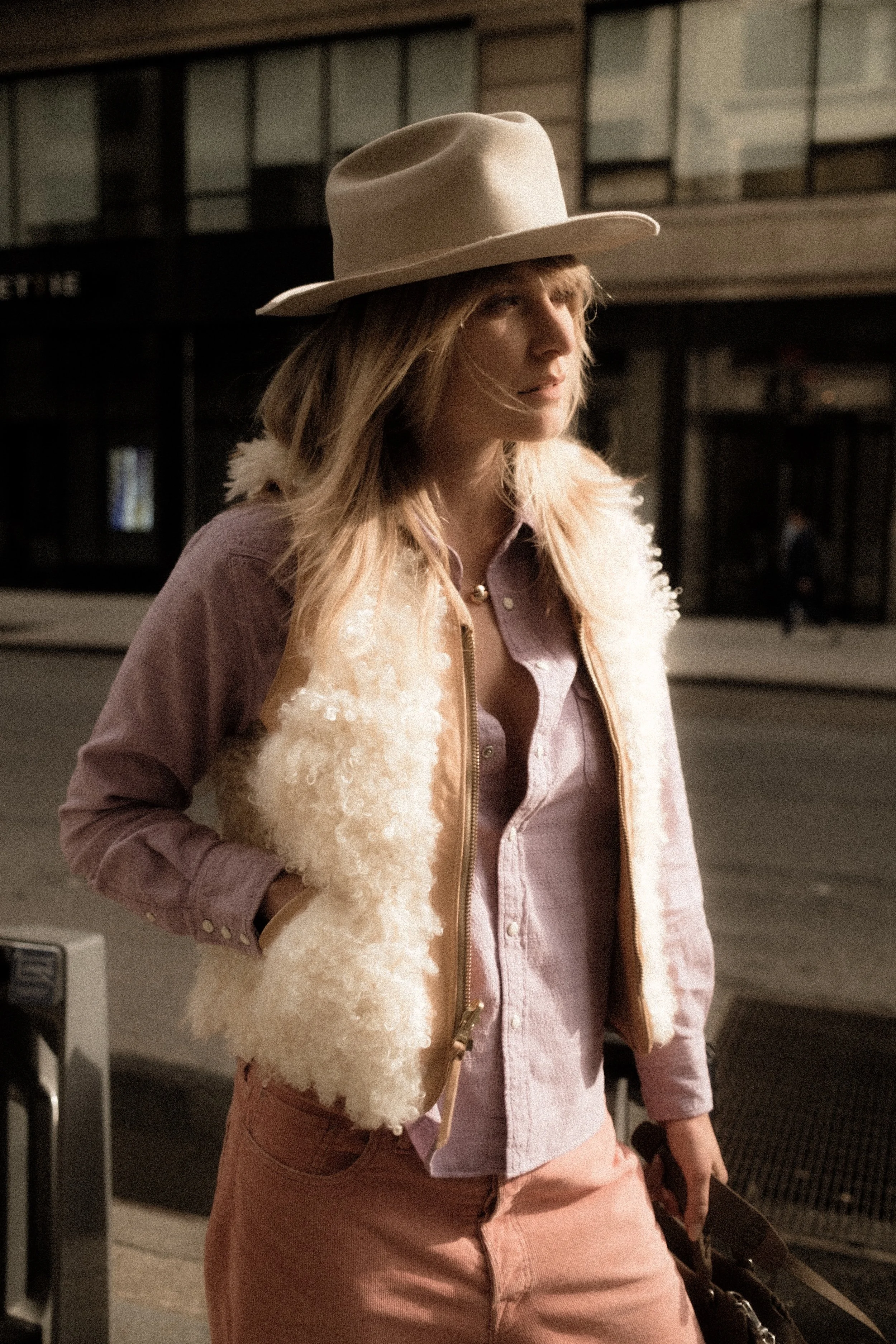 Black Bear Brand WOMAN - Long Curl Lambskin & Horween Horsehide... reversible Vest
