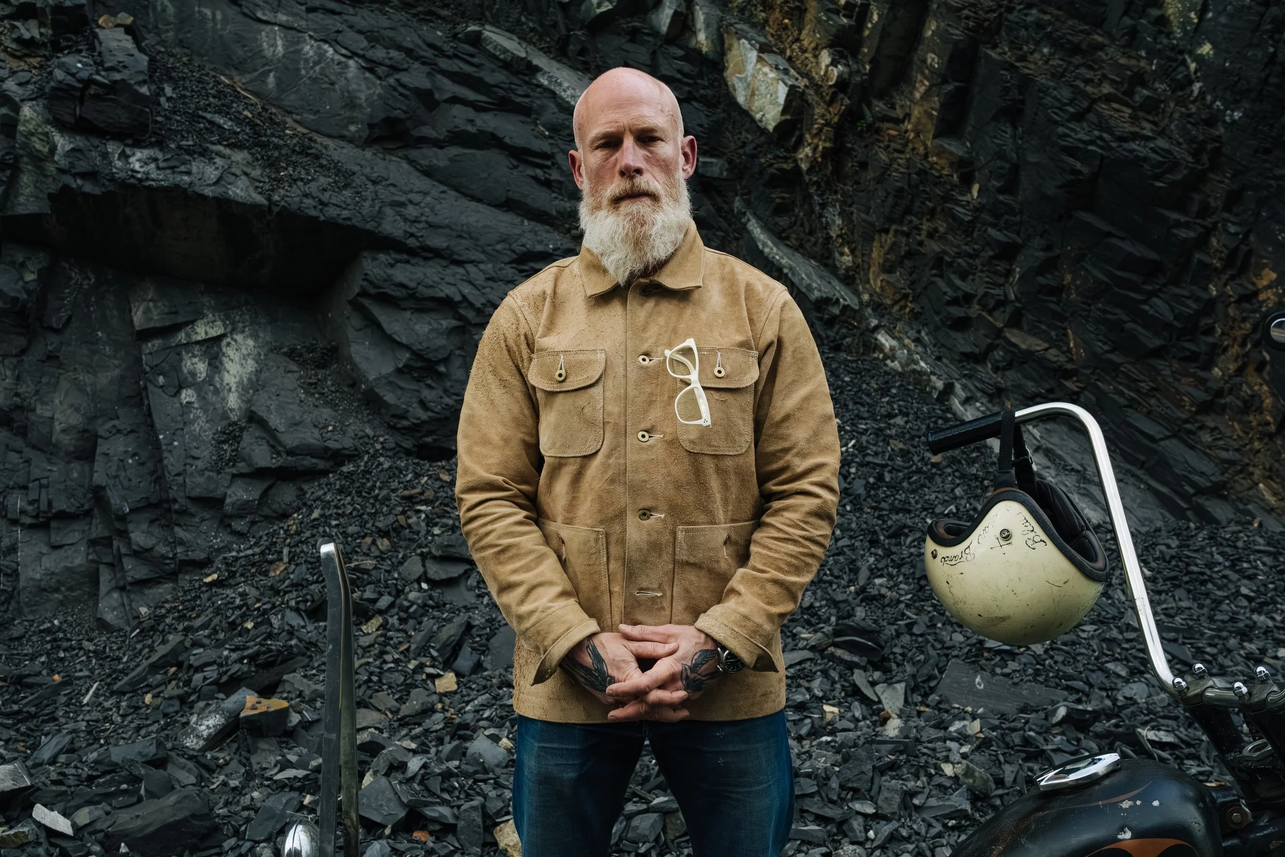 Black Bear Brand - Aged IVORY ROUGH-OUT Chore Coat (his & hers chore coat collection)