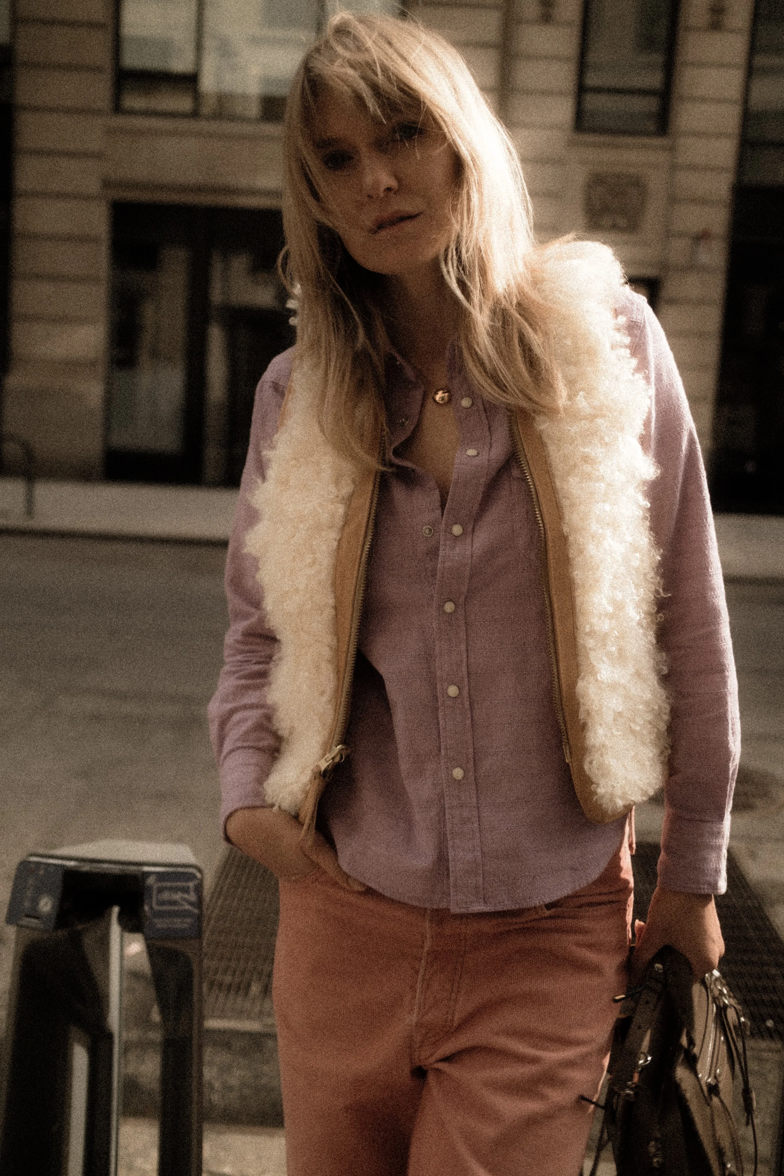 Black Bear Brand WOMAN - Long Curl Lambskin & Horween Horsehide... reversible Vest