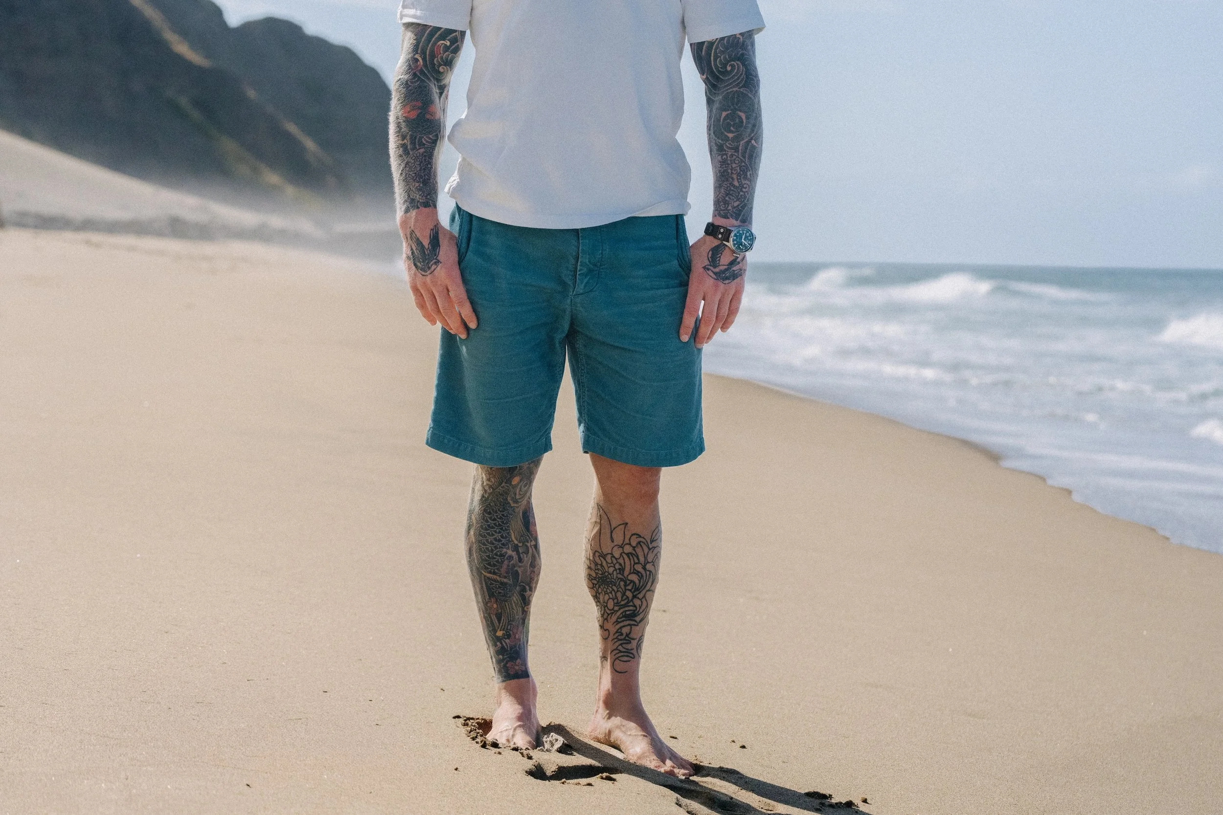 Josh's Distressed Black Bear Brand Corduroy Short