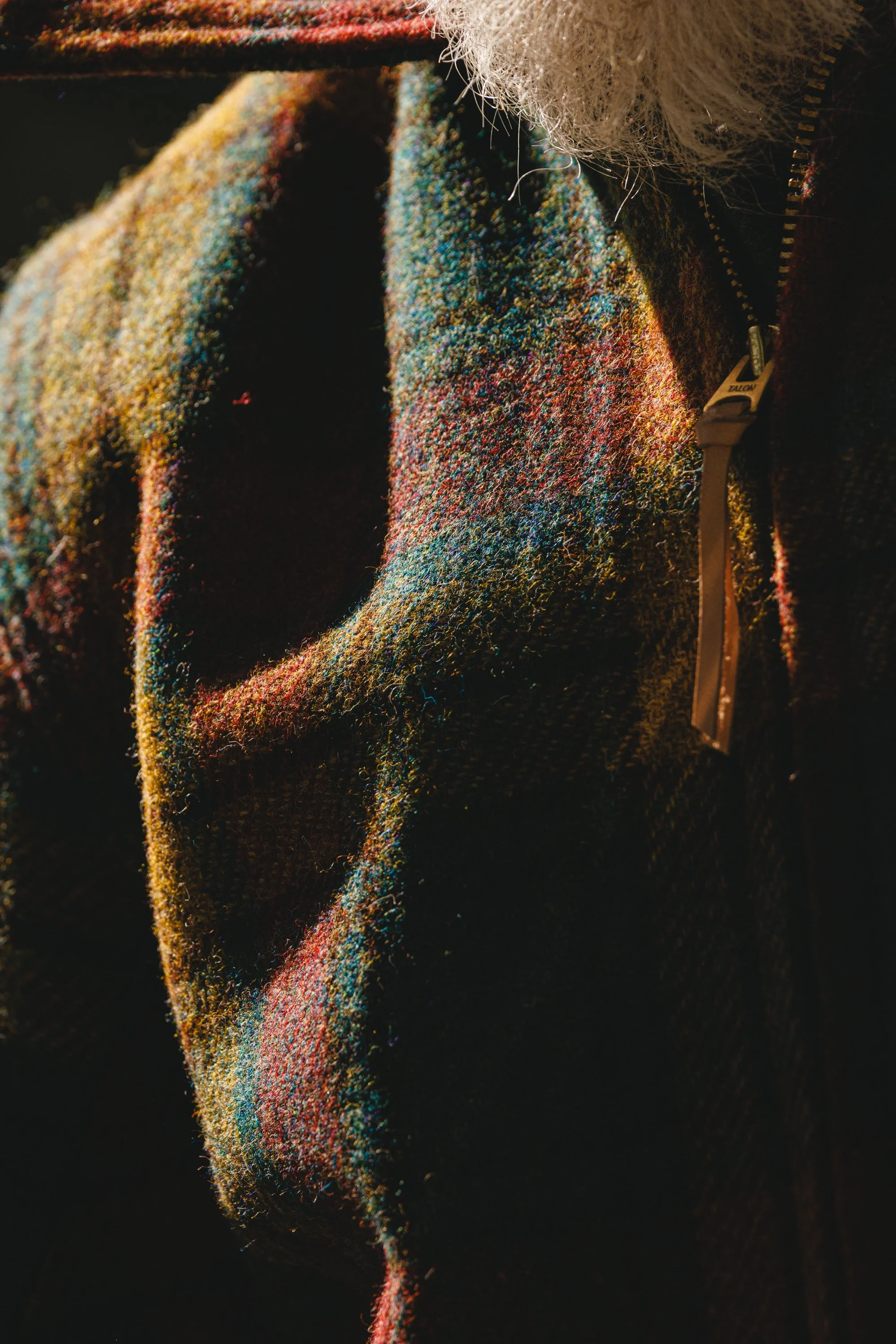 Black Bear Brand MOSS FIRE Harris Tweed Tartan ZIP Coat