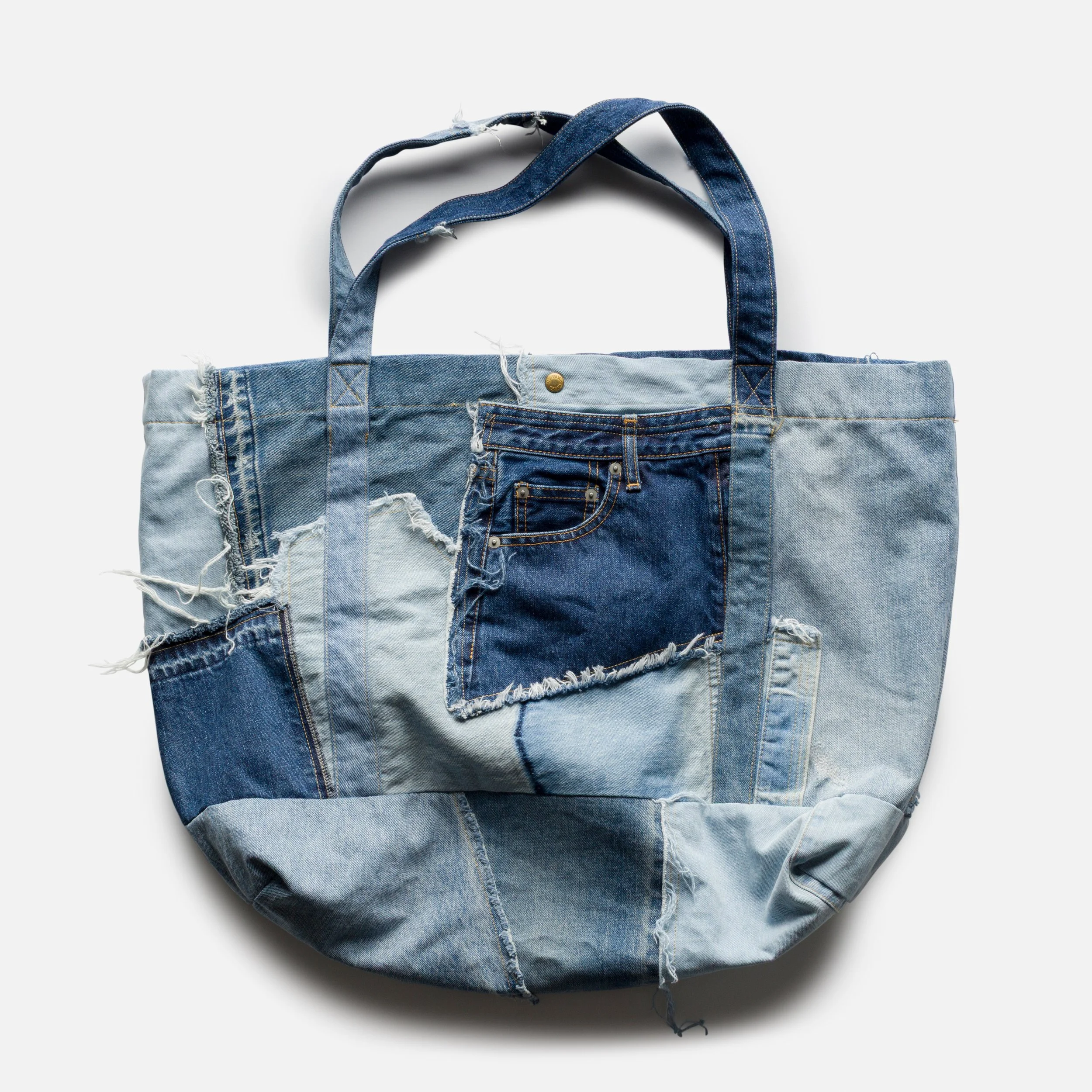 Black Bear Brand Hand Made VINTAGE DENIM Patch/Work Tote