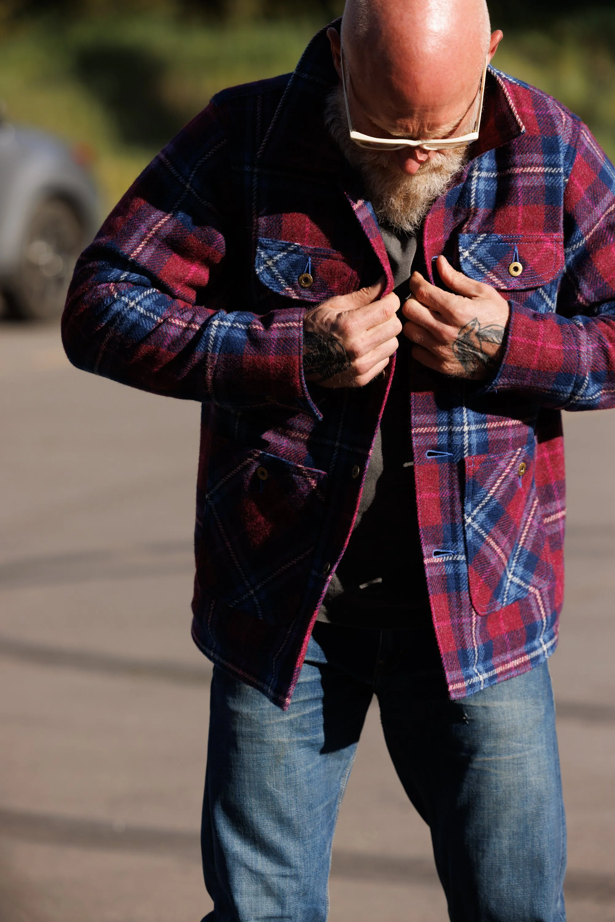 Black Bear Brand ULTIMATE WOOL Chore Coat - WILDFLOWER Harris Tweed on the deisigner