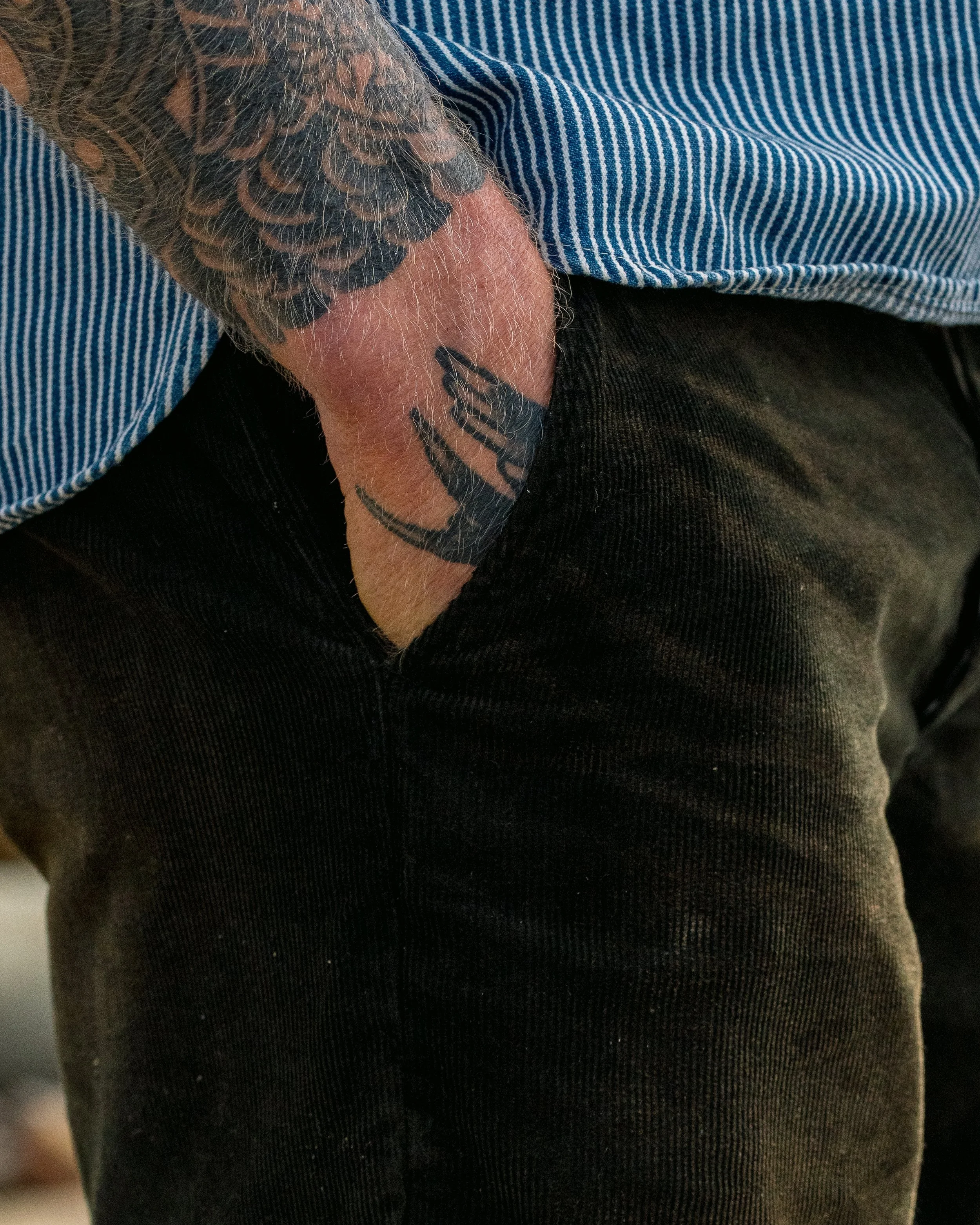 Josh's Distressed Black Bear Brand Corduroy Short