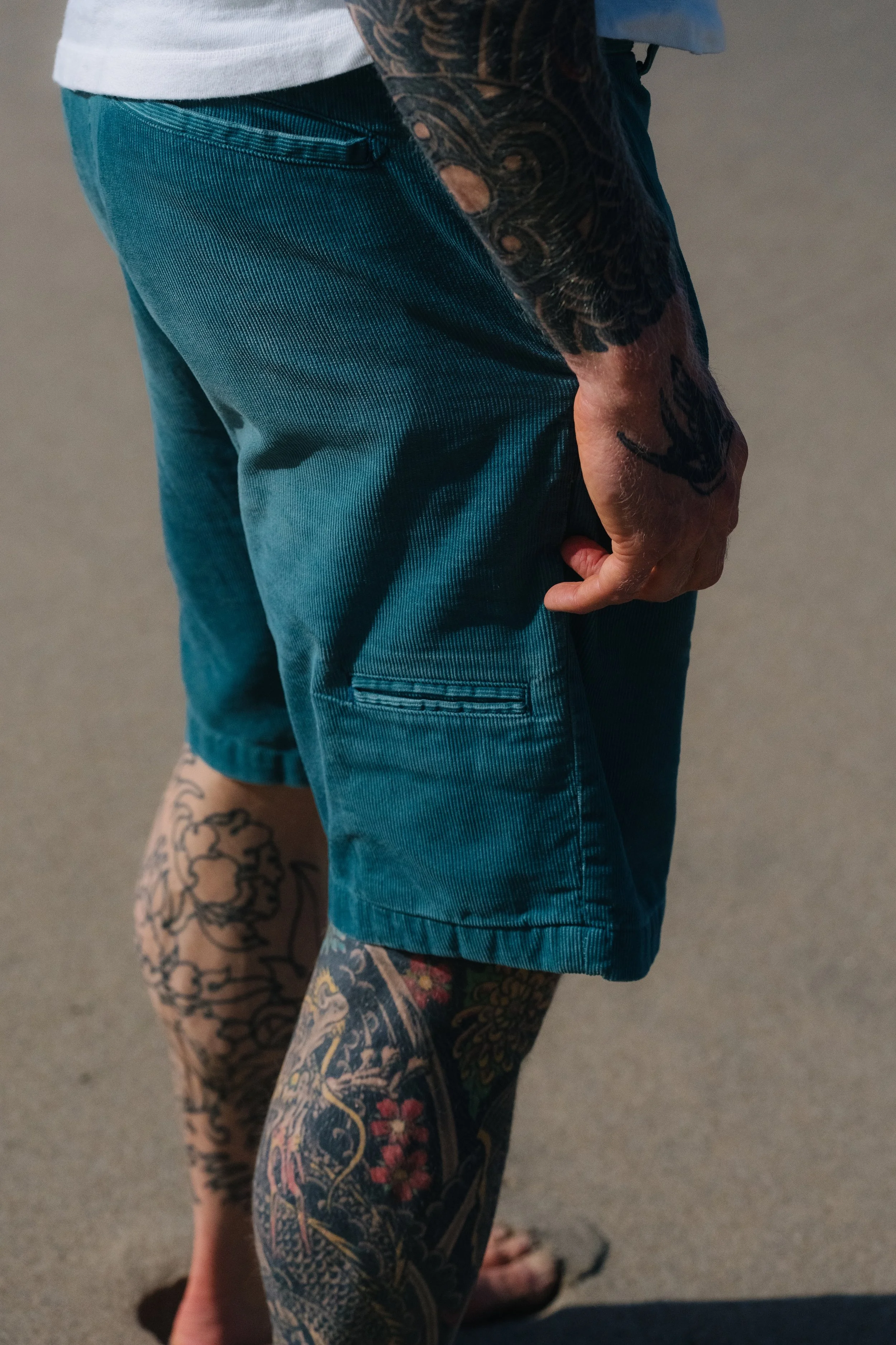 Josh's Distressed Black Bear Brand Corduroy Short