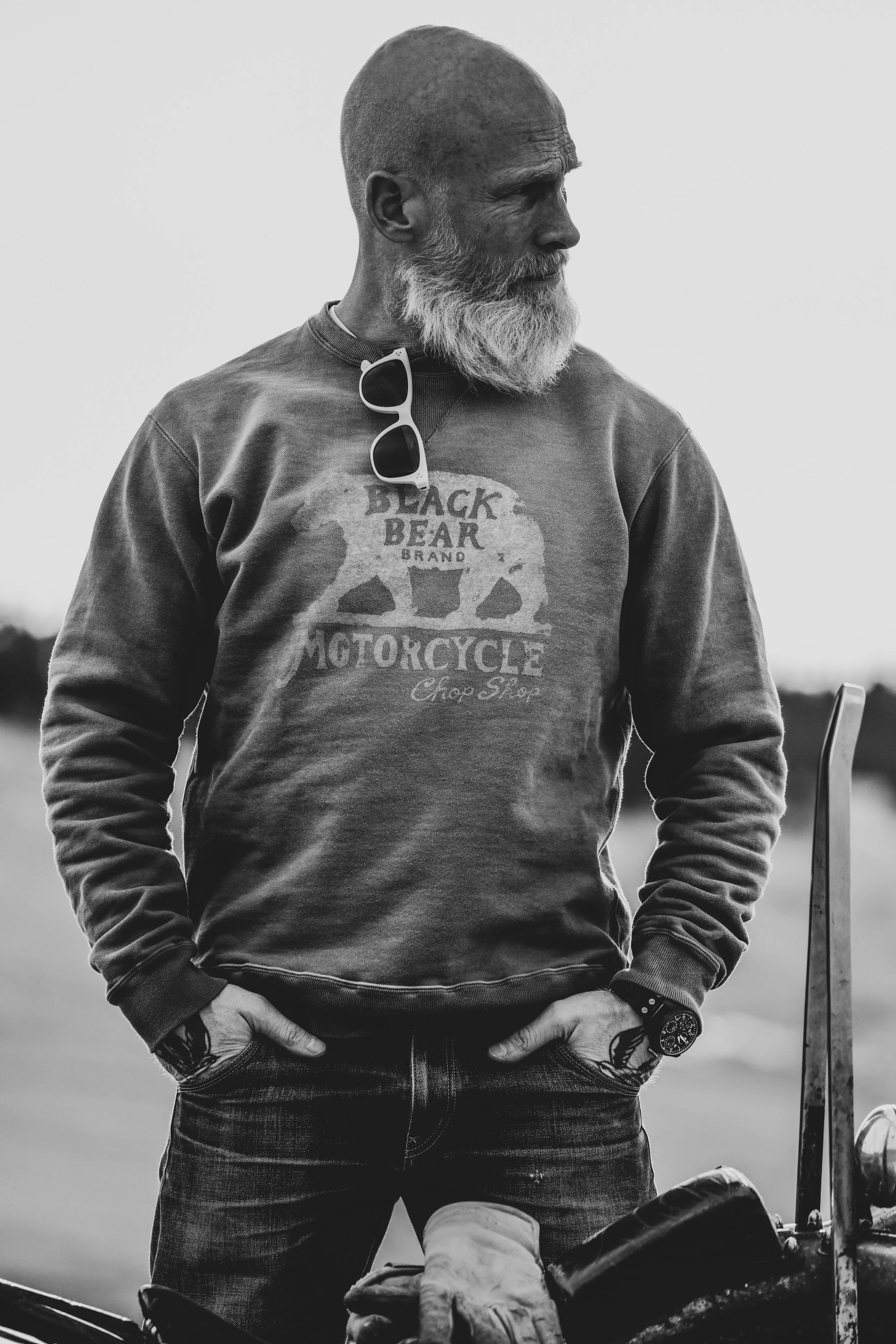 Black Bear Brand - SKY BLUE CHOP SHOP Vintage Washed French Terry Crew