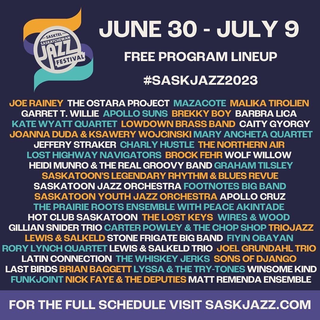 Yooo such an honour to be a part of @saskjazz this year in Saskatoon!! Yahoooo!!! Check out the free stages and get your tickets for the main stage shows! #YXE