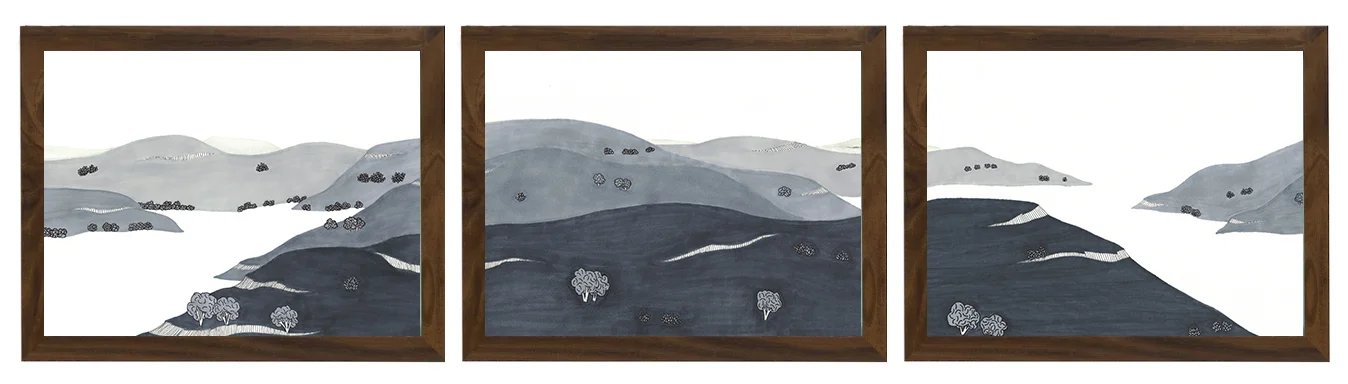Hill Country Triptych Ink on Paper, 9" x 36", 2018, $185