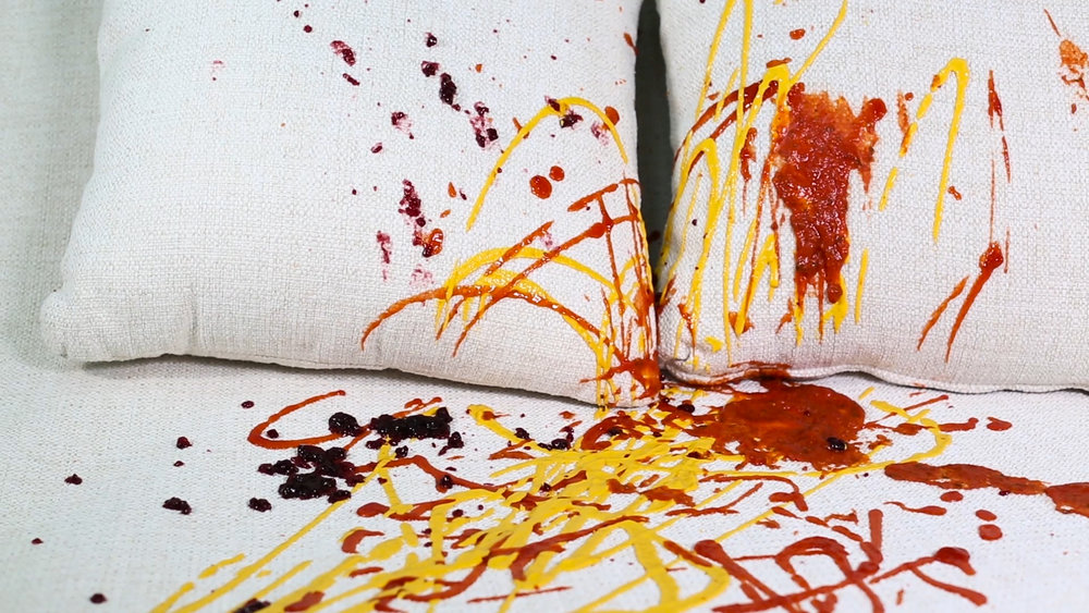 Above:  Since Olefin contains no dye sites, even mustard and ketchup can't stain Revolution.