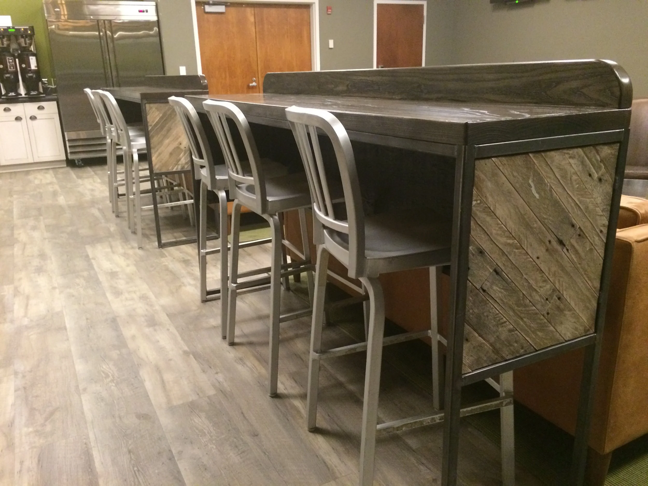 Custom made pallet wood bar tops by No Longer Bound