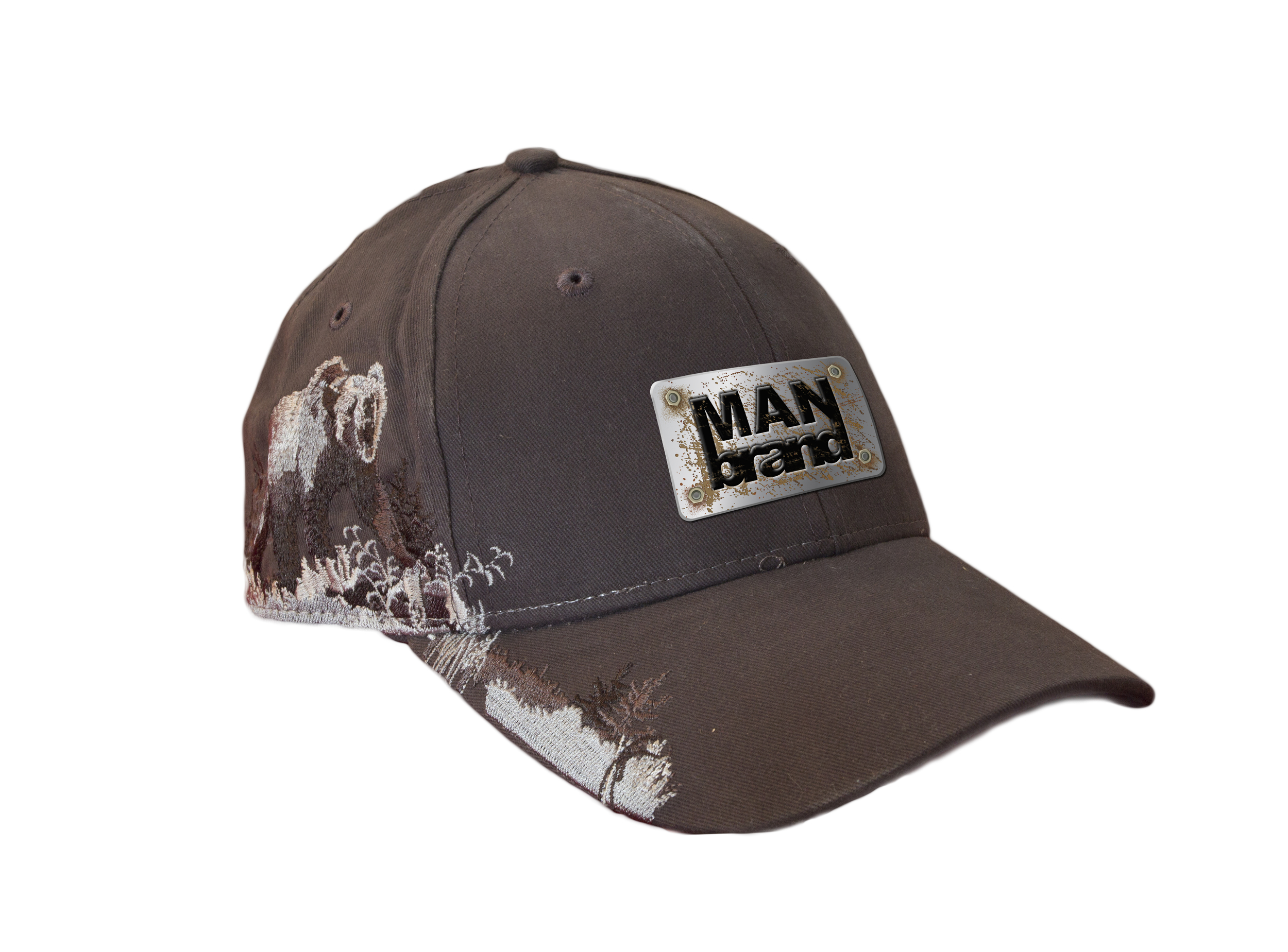 Dark Grey Grizzly Bear Man Brand Hats.jpg