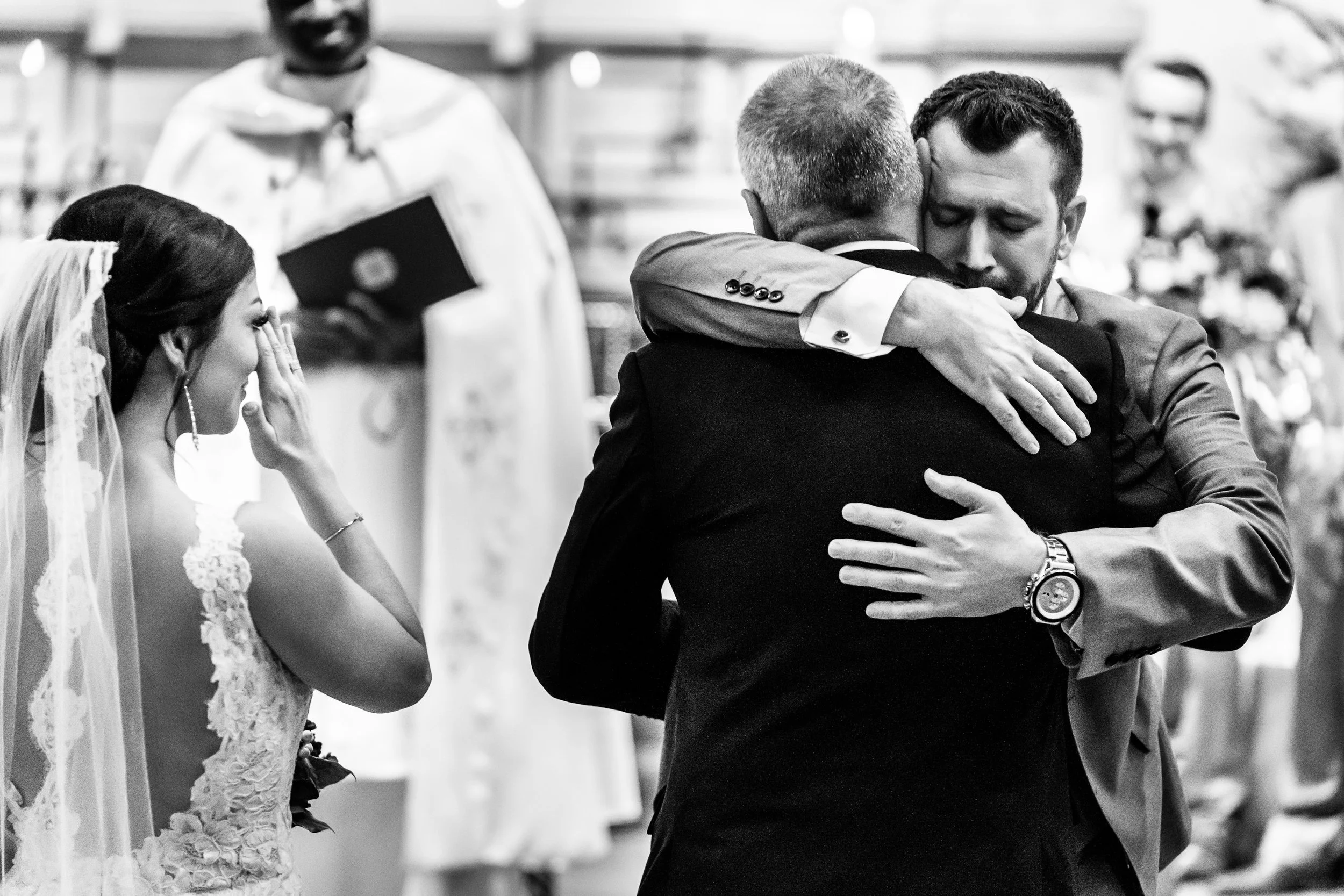 10 father giving bride away father of the bride with groom bride and groom at alter groom excepting the bride Ben and Kelly Photography Life Design Events.jpg