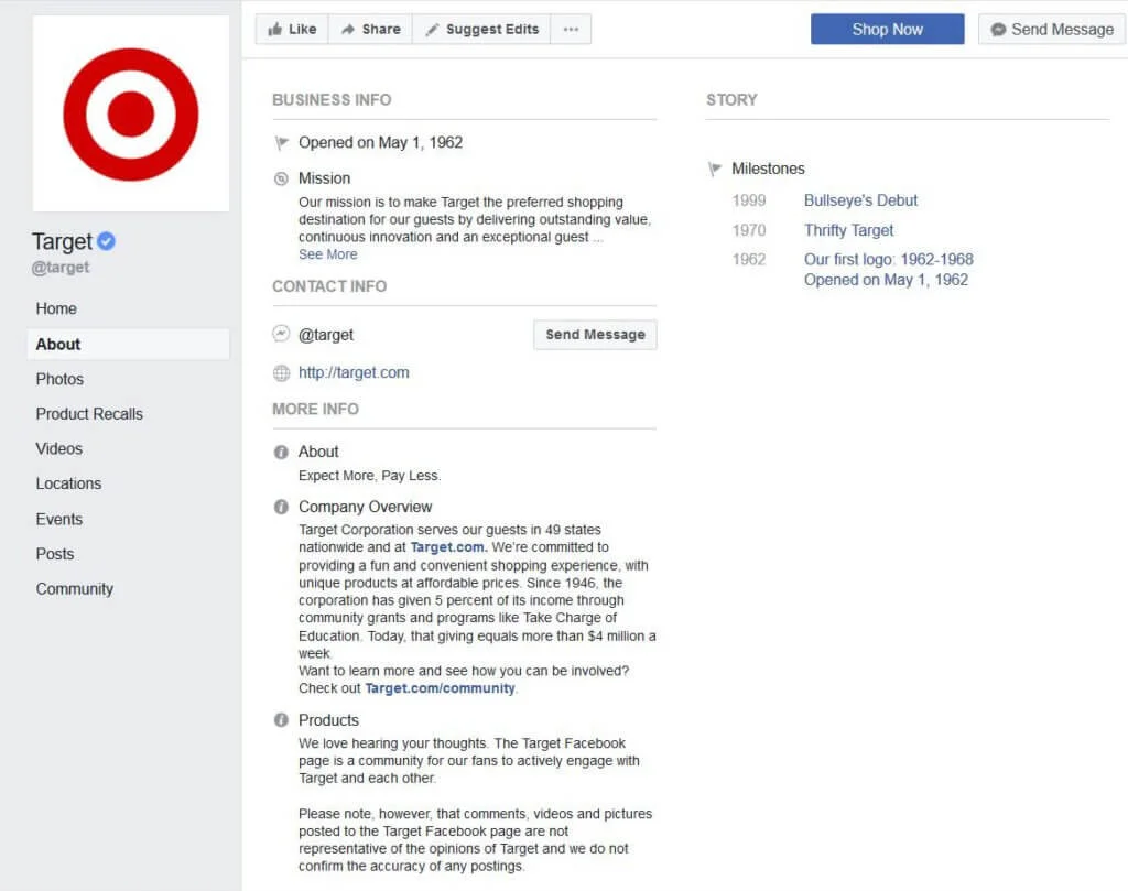 facebook page optimized example 2