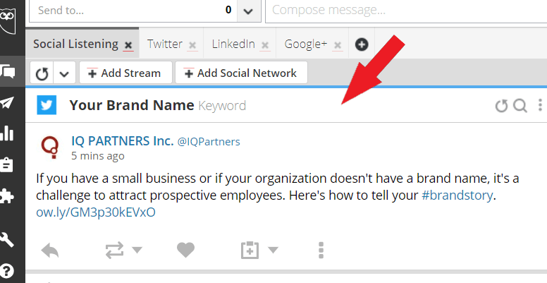 Adding stream for social listening - monitor this
