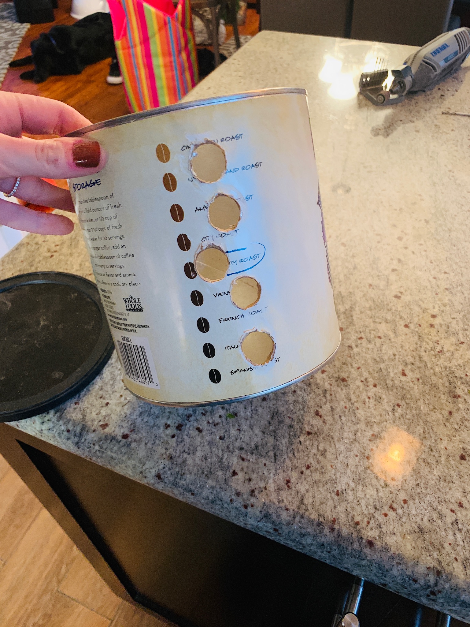 Coffee Container w/ Holes and Kibble