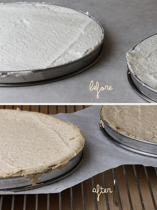 Before and After Baking Dacquoise