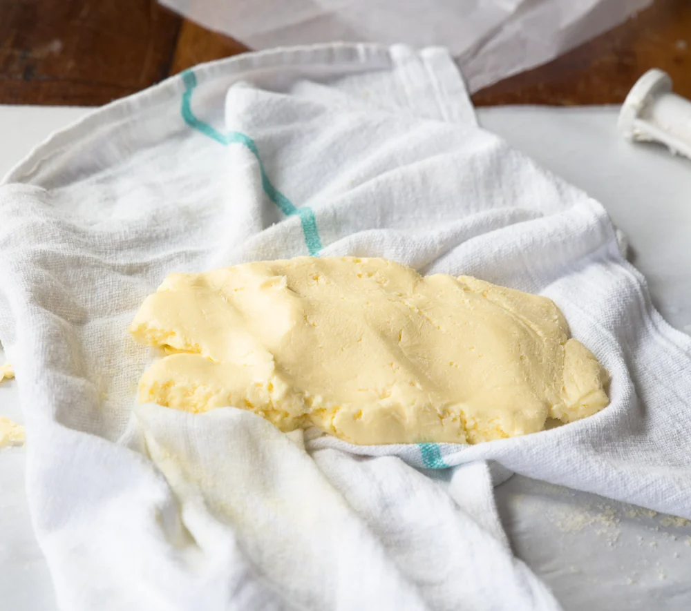 The almost-finished butter, kneaded and ready to be salted.