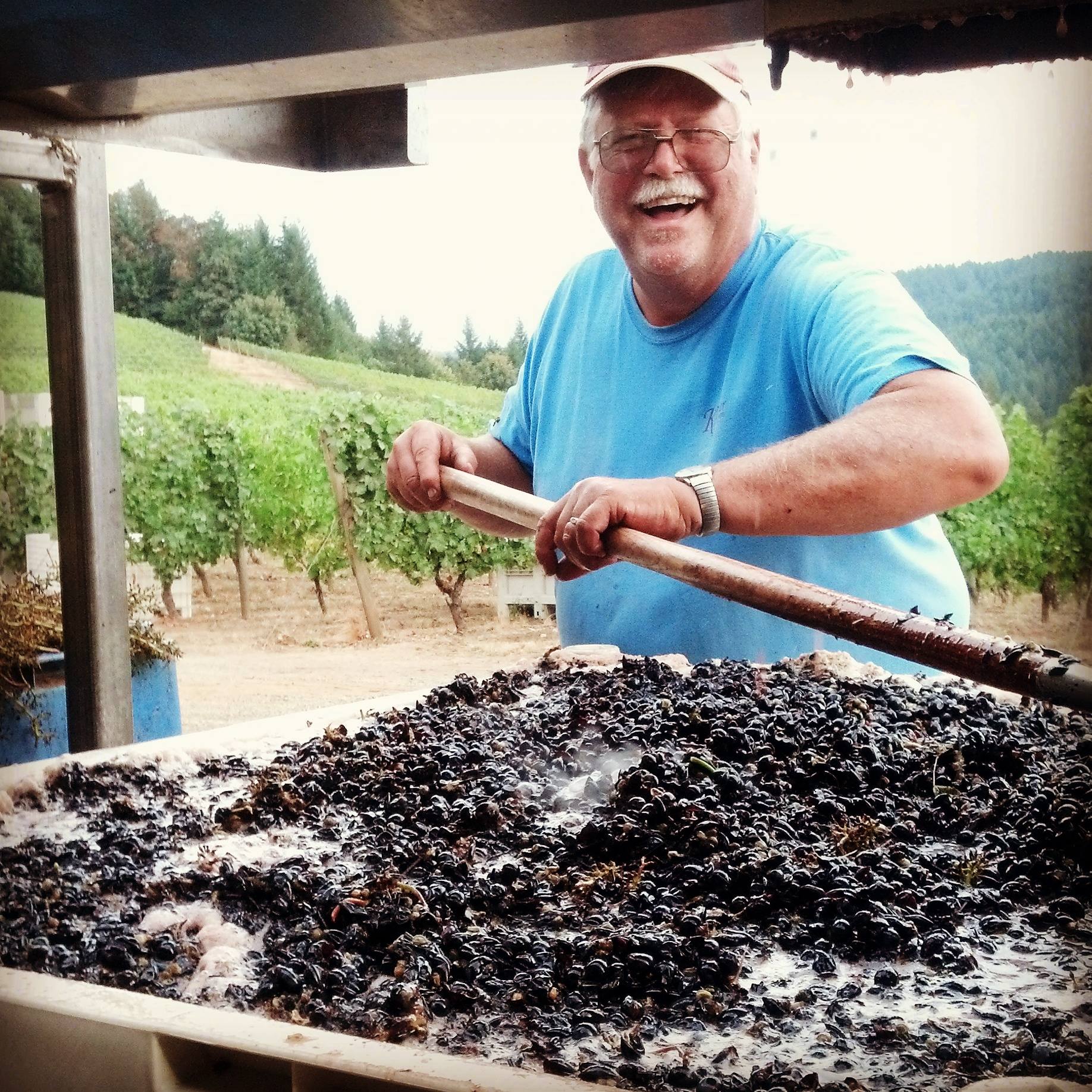 Just a killer photo of the Kramer Vineyards co-owner and vineyard manager, Keith Kramer, during harvest.