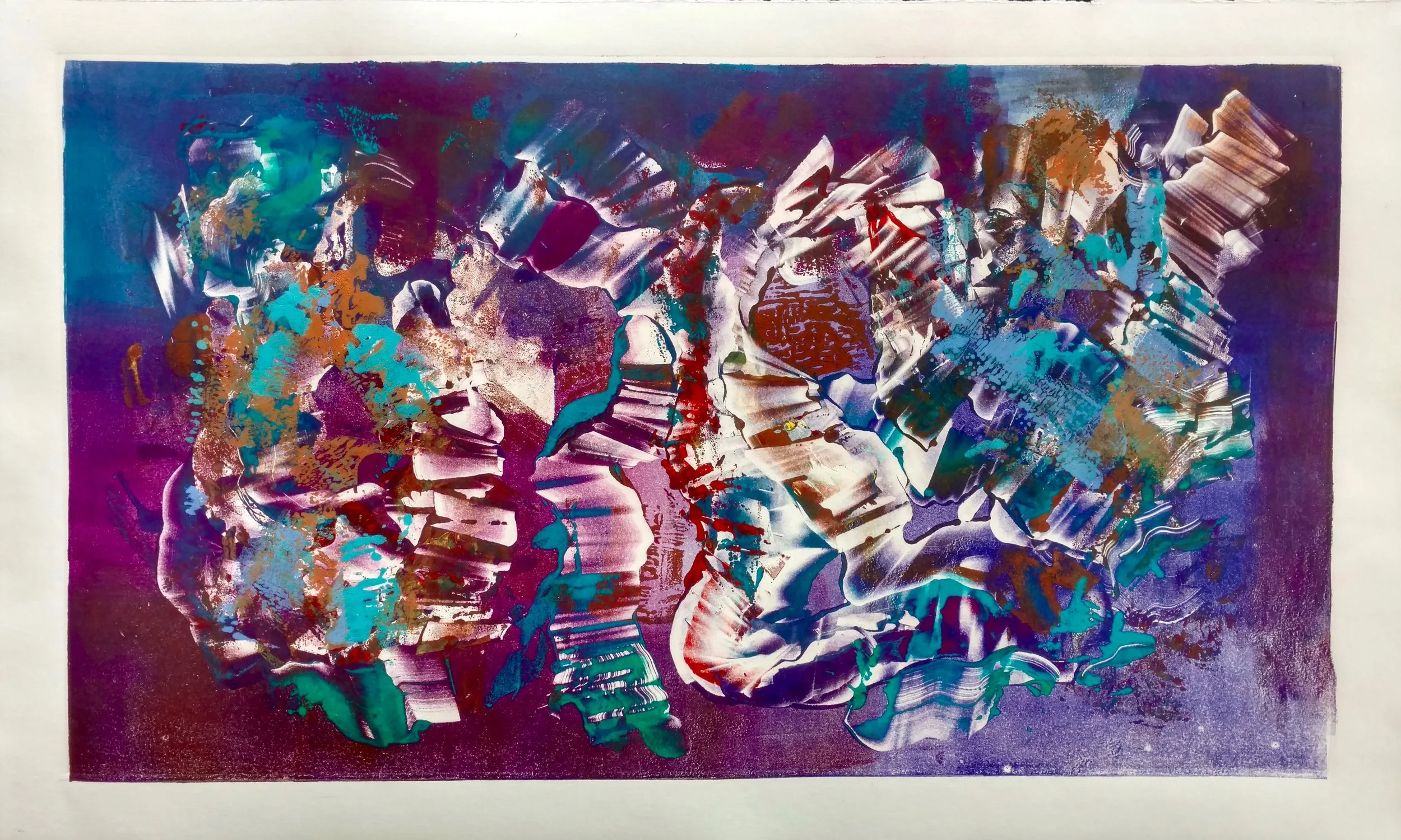 Chaos in Purple, monotype print, 18 x 24" (45.72 x 60.96cm)