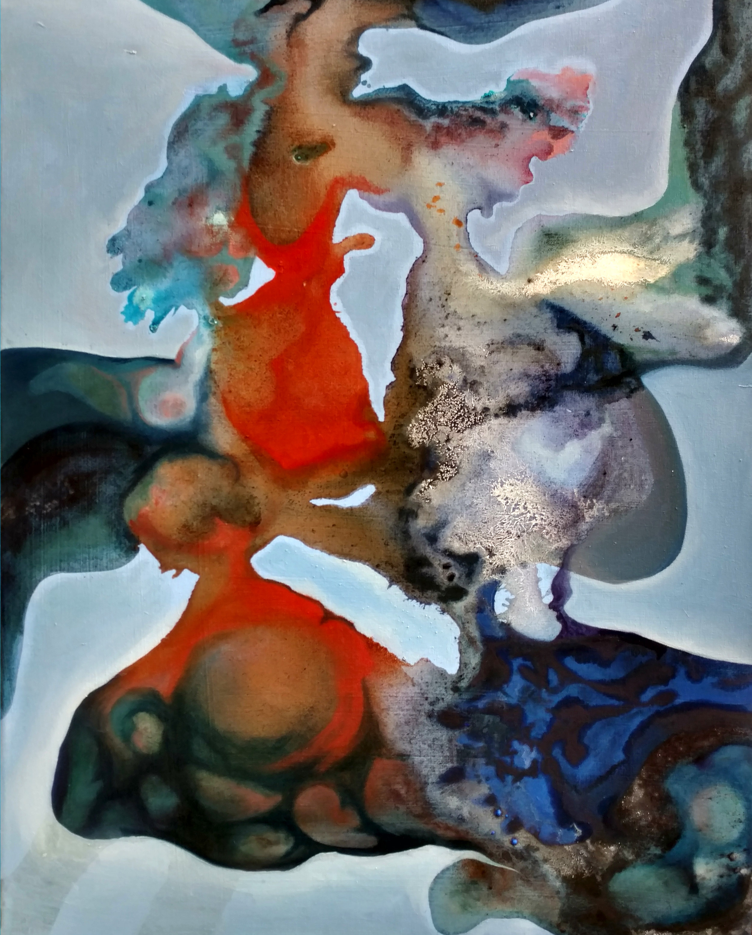 Winter, 2016. oil paint and sparkling wine on canvas, 55cm x 72cm, Private collection, Paris, France