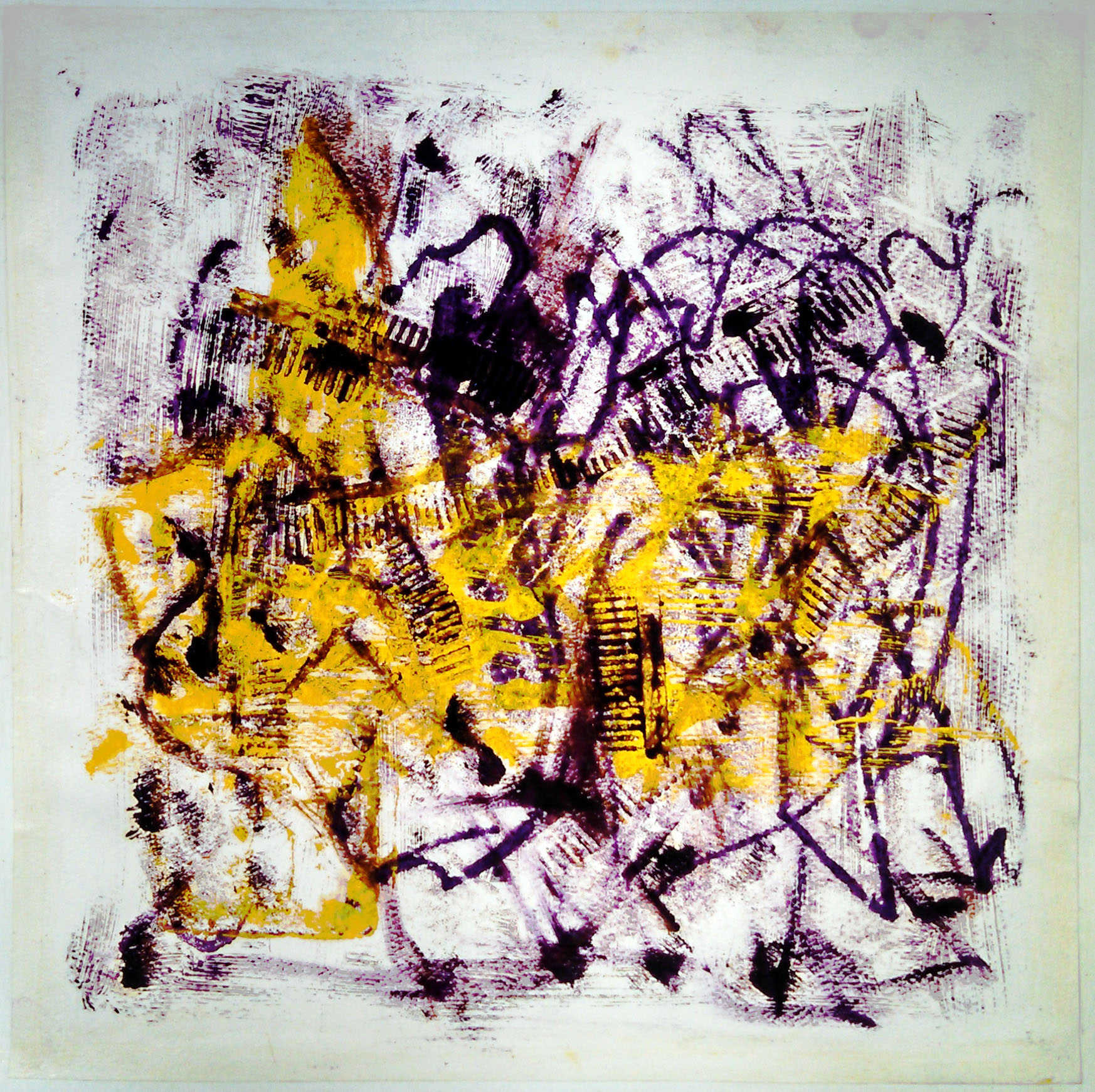 Accordion lines, 2014, monotype (oil transfer), 12" x 12" (30cm x 30cm)