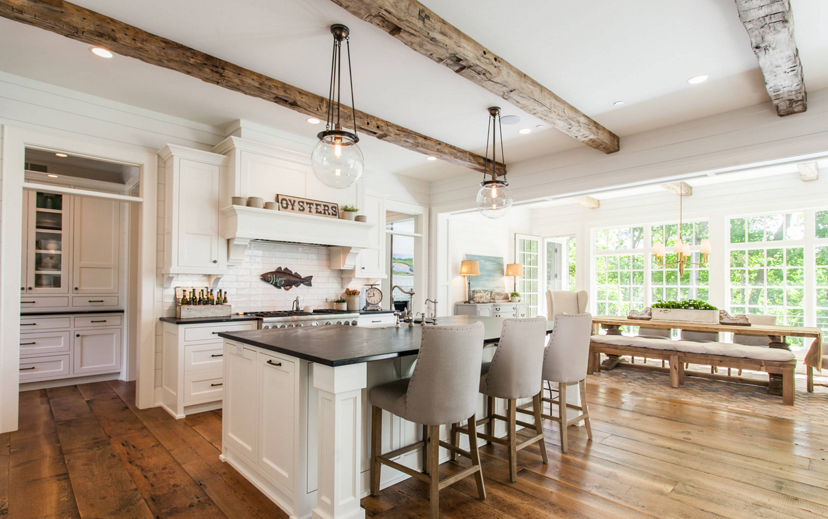 Our kitchen clock scale sits on a kitchen counter adding charm.