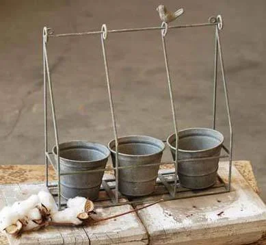 Hanging Metal Caddy with Pots