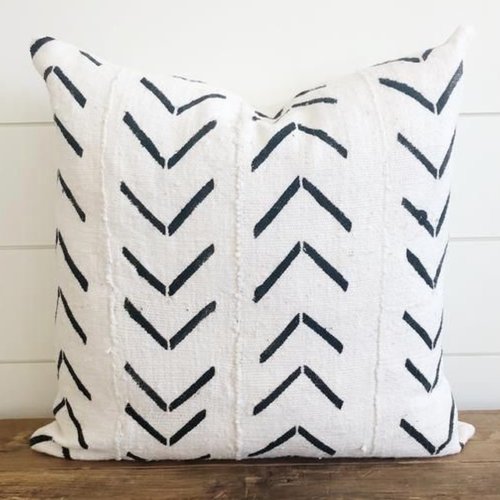 Mud Cloth Square Pillows white black
