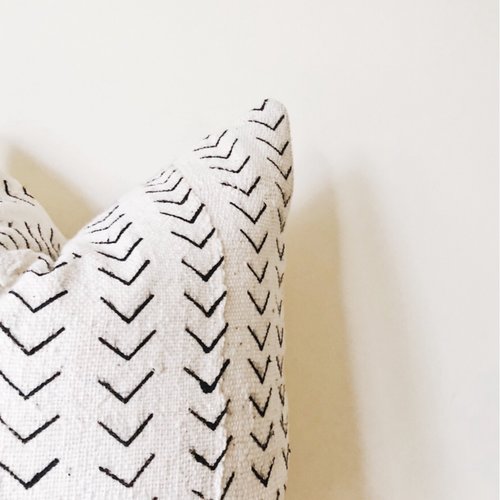 Mud Cloth Square Pillows white black