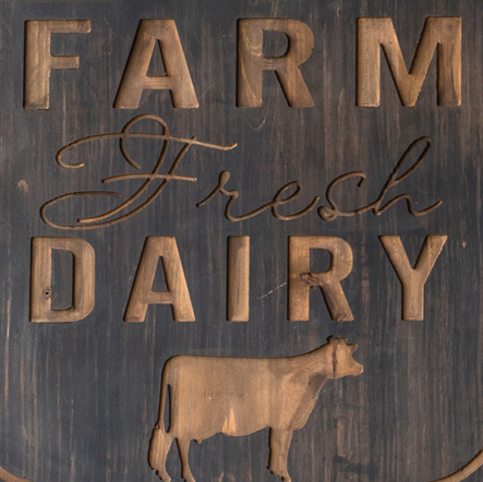 Farm Fresh Dairy Sign with Iron Wall Bracket
