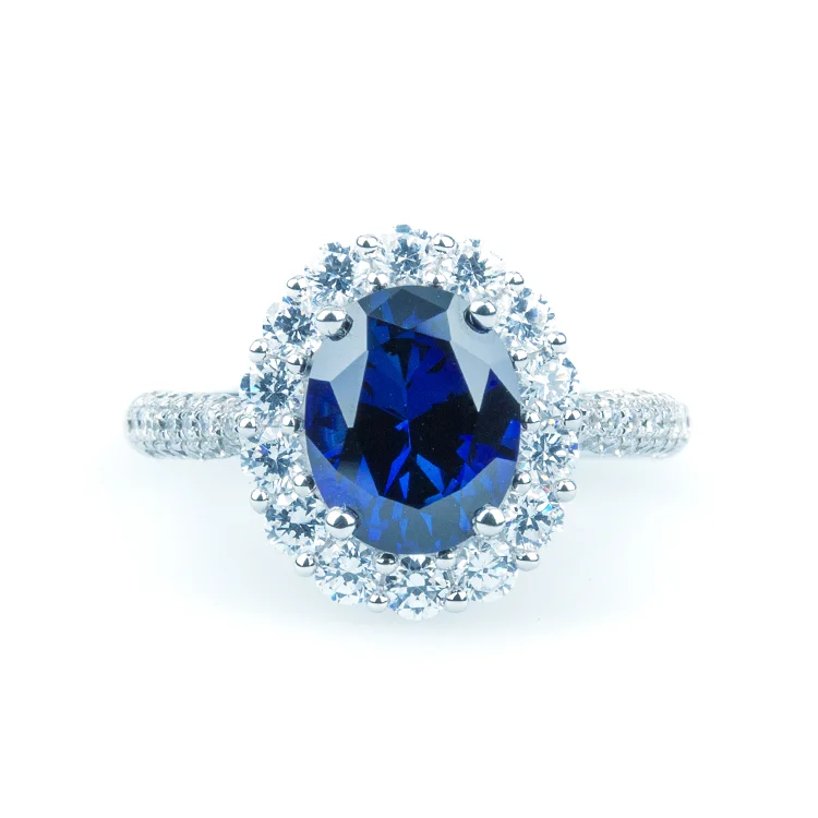 Blue Coloured Cluster Ring
