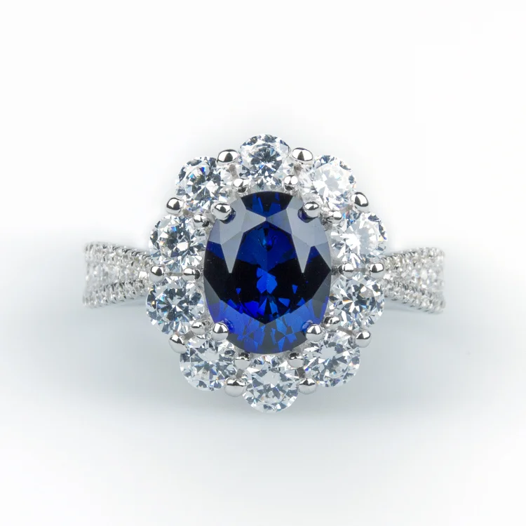 Blue Coloured Cluster Ring