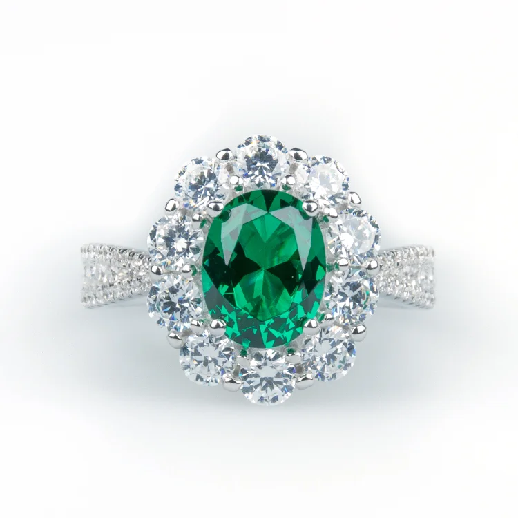 Green Coloured Cluster Ring