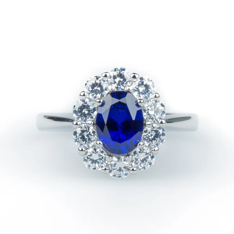 Blue Coloured Cluster Ring